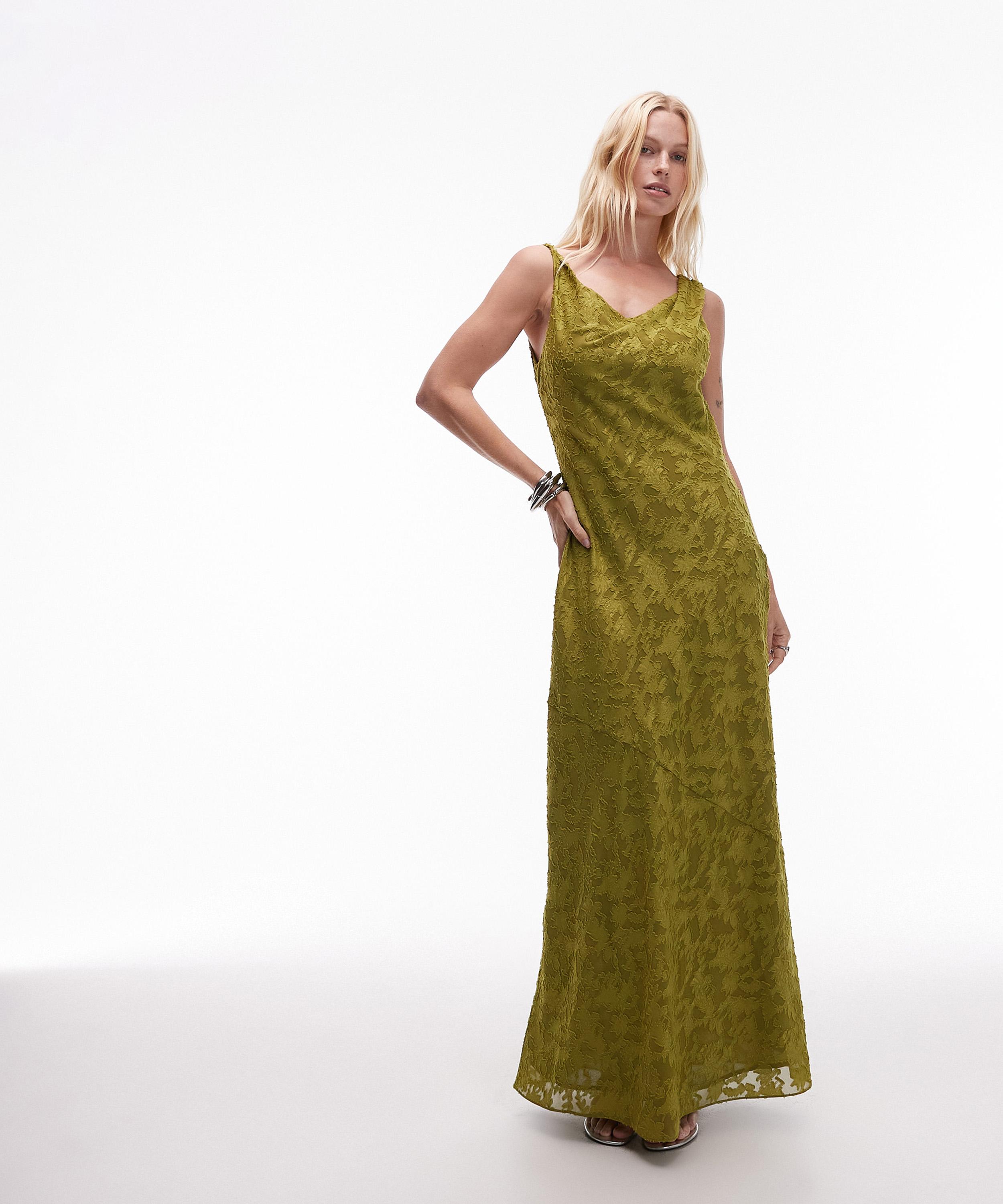 TOPSHOP - Devoré Occasion Twist Shoulder Midi Dress image number 0
