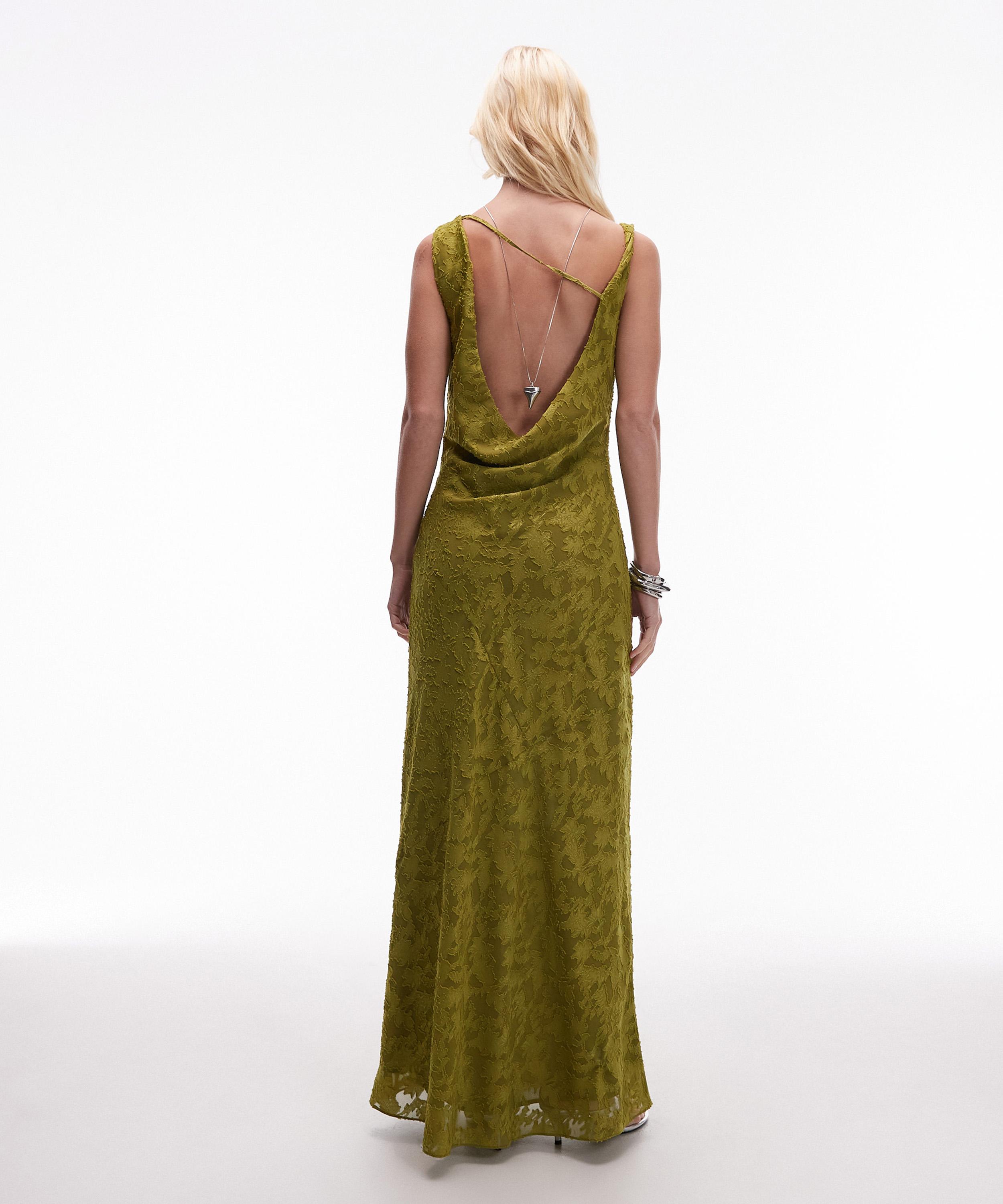 TOPSHOP - Devoré Occasion Twist Shoulder Midi Dress image number 2