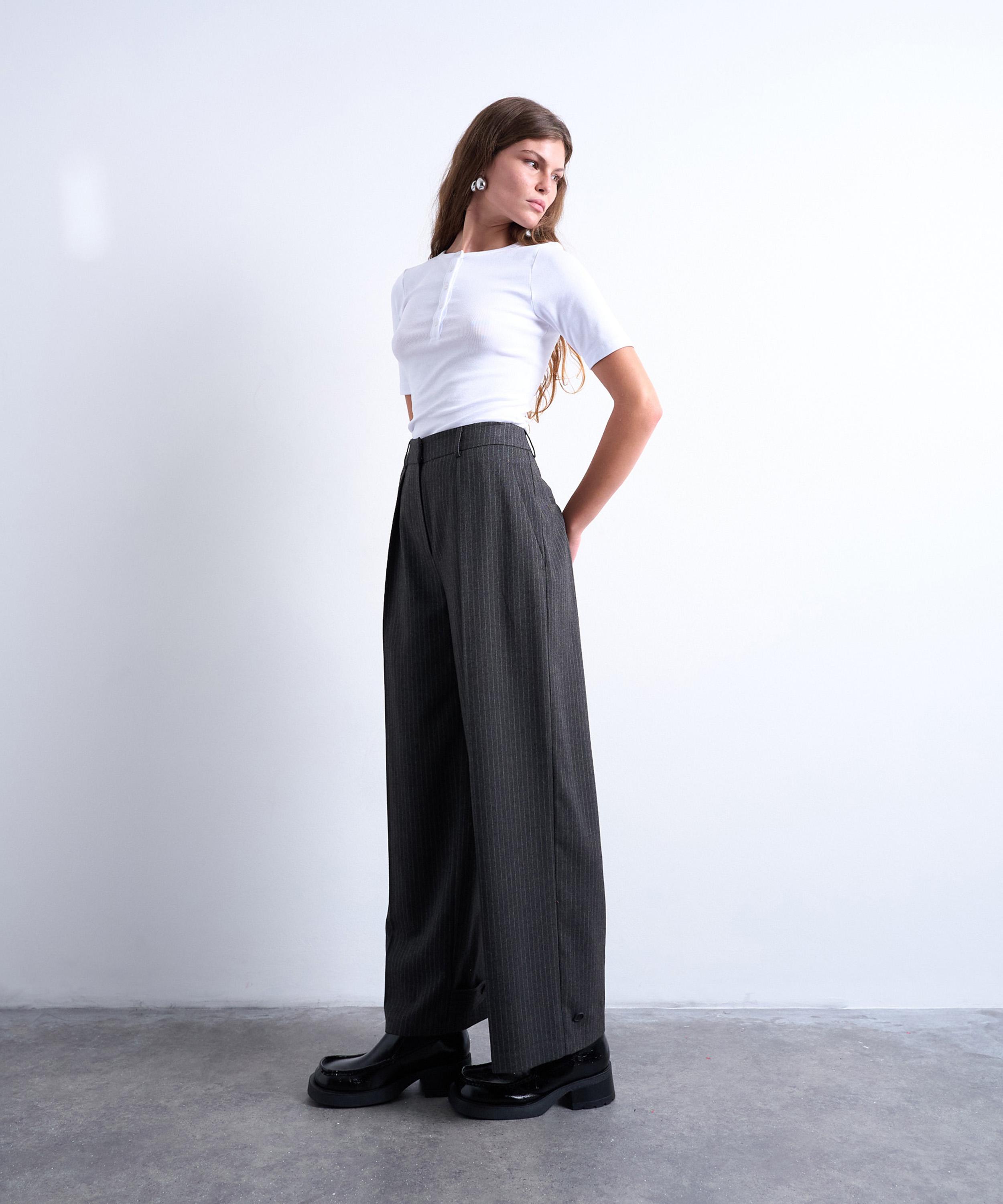 TOPSHOP - Co-Ord Pinstripe Tailored Wide-Leg Trousers image number 0