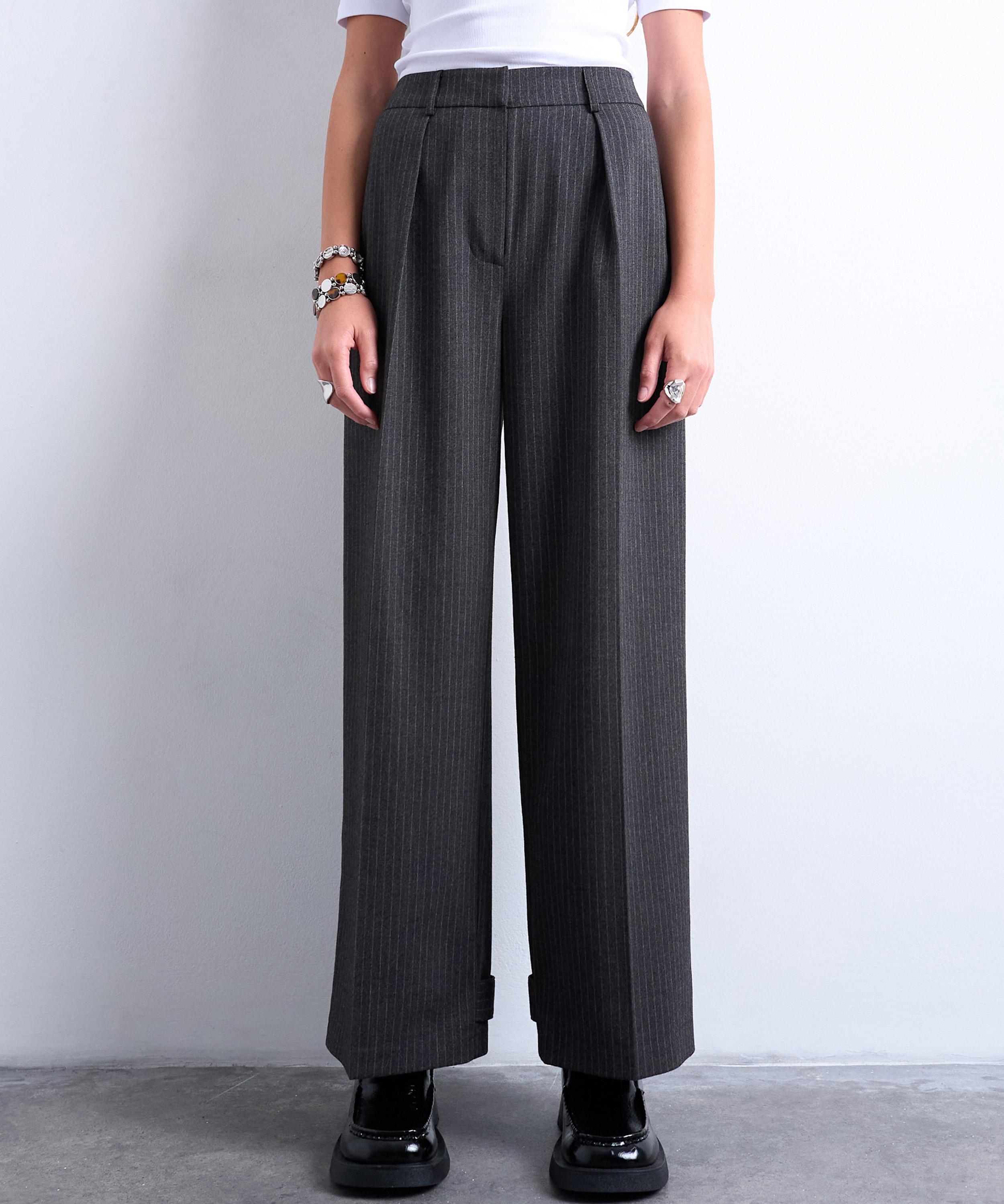 TOPSHOP - Co-Ord Pinstripe Tailored Wide-Leg Trousers image number 1