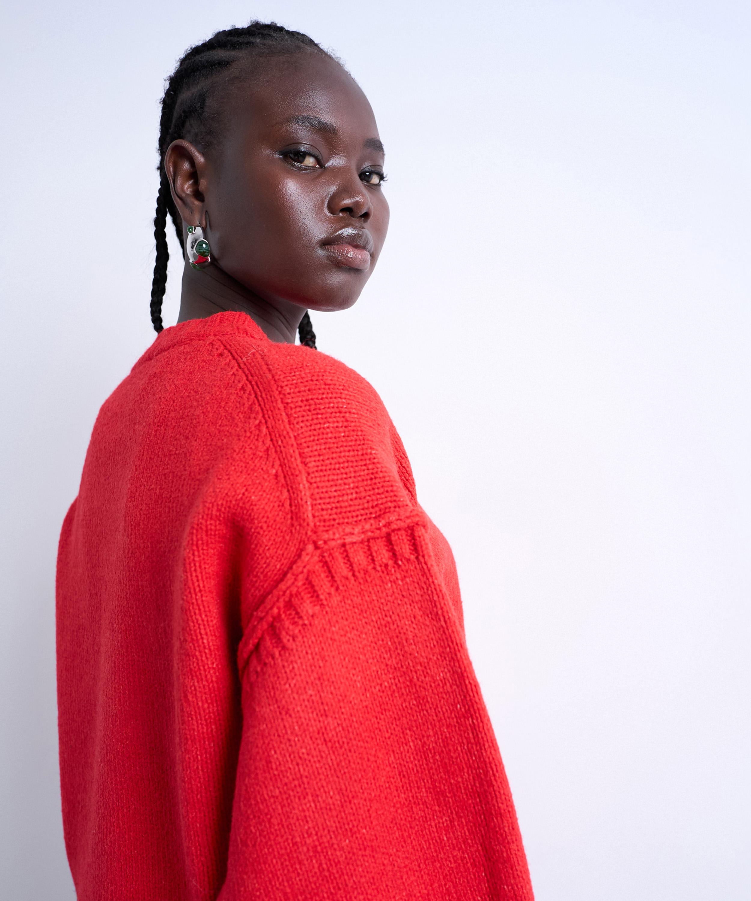 TOPSHOP - Red Knitted Clean Exposed Seam Jumper image number 2