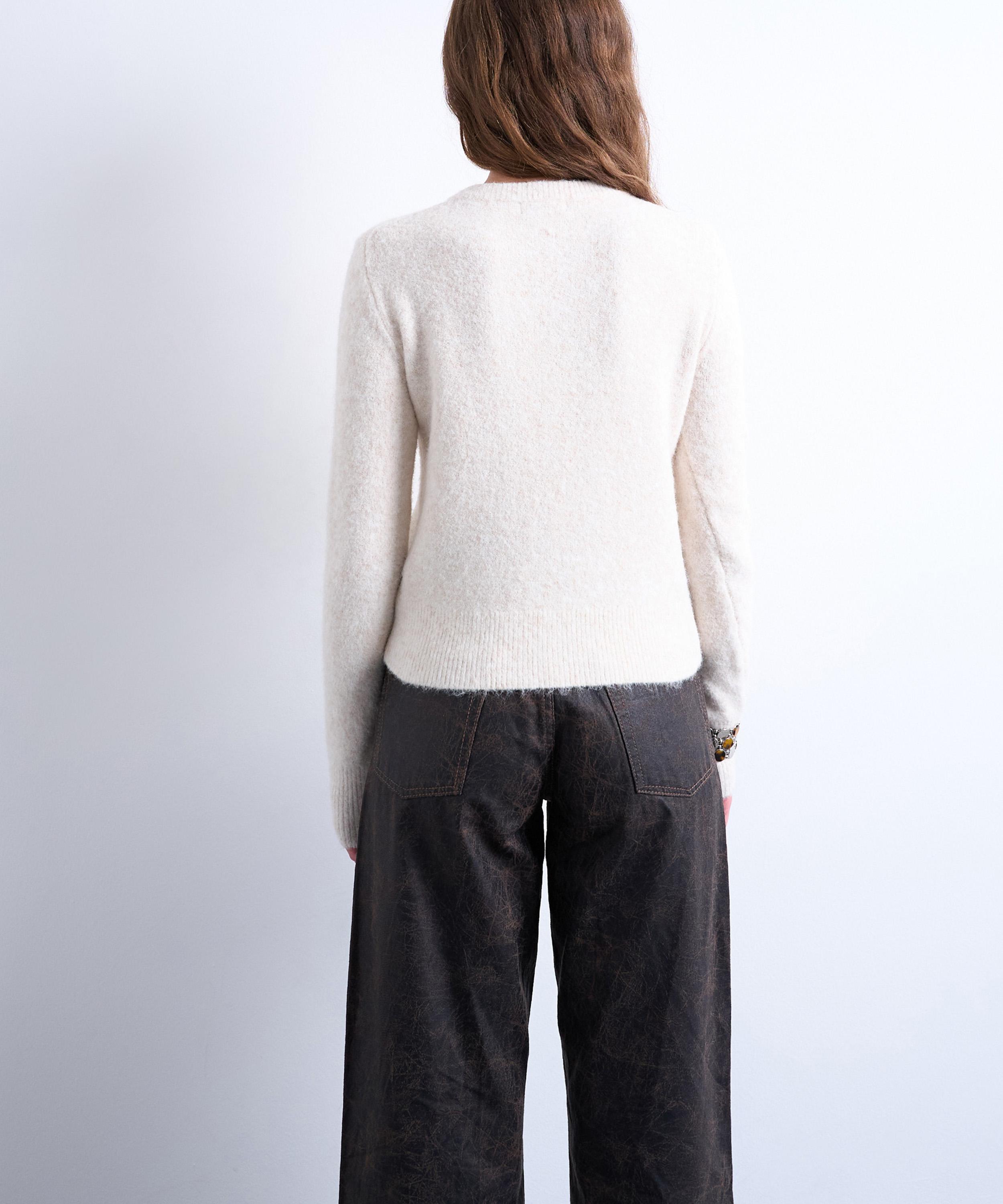 TOPSHOP - Ivory Knitted Covered Button Cardigan image number 2