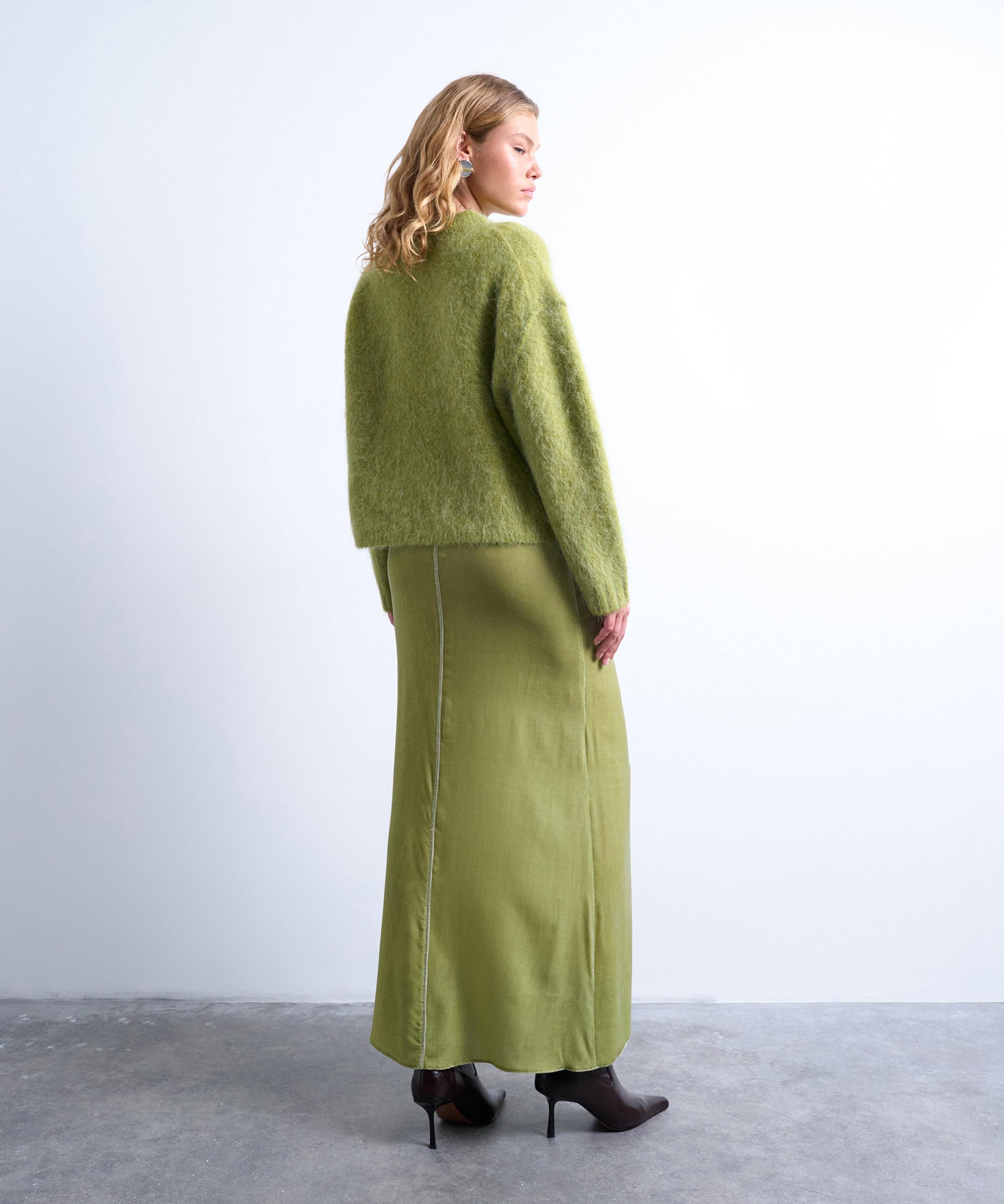 TOPSHOP - Green Knitted Alpaca Boxy Jumper image number 3
