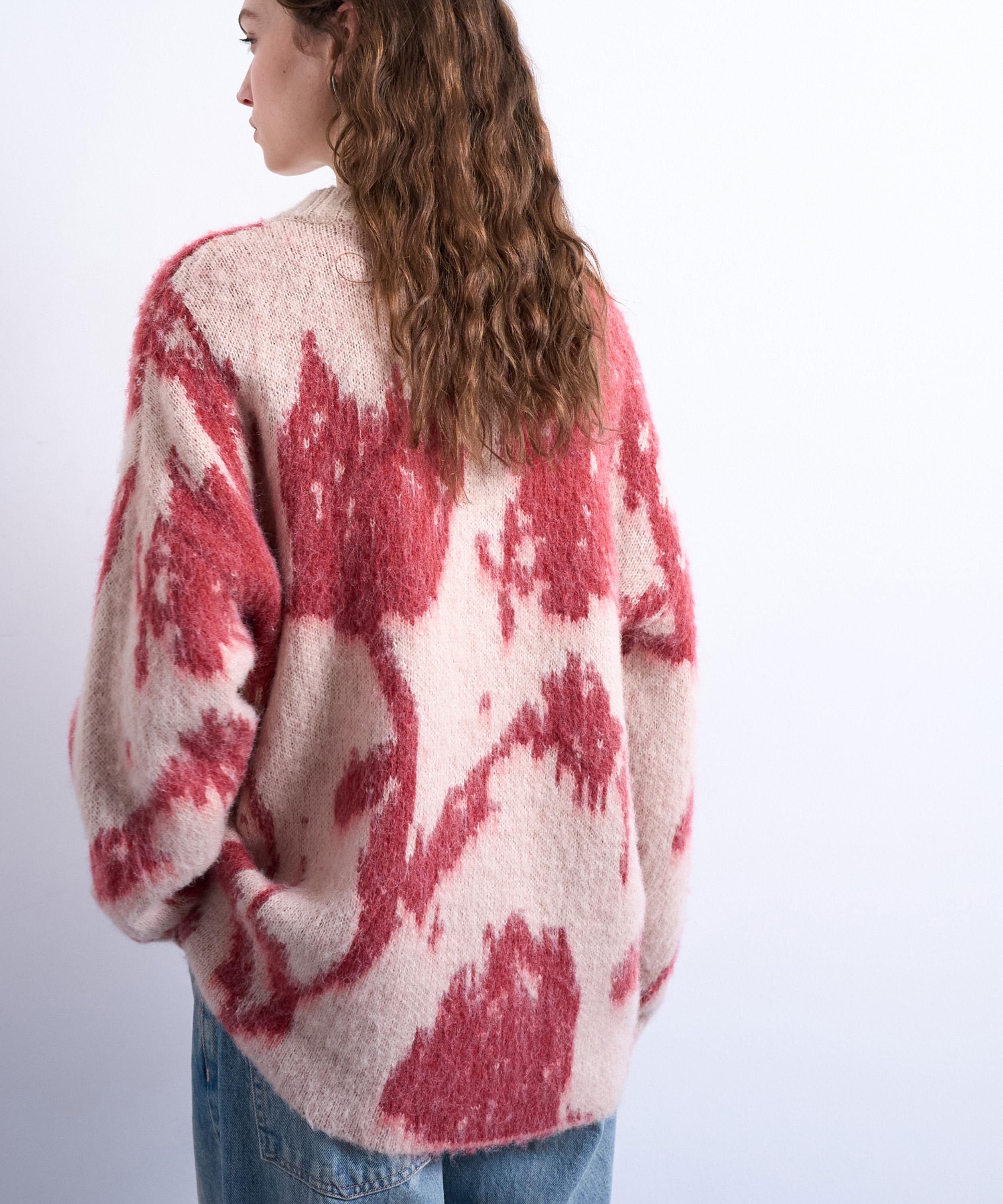 TOPSHOP - Pink Knitted Blurred Floral Jumper image number 1
