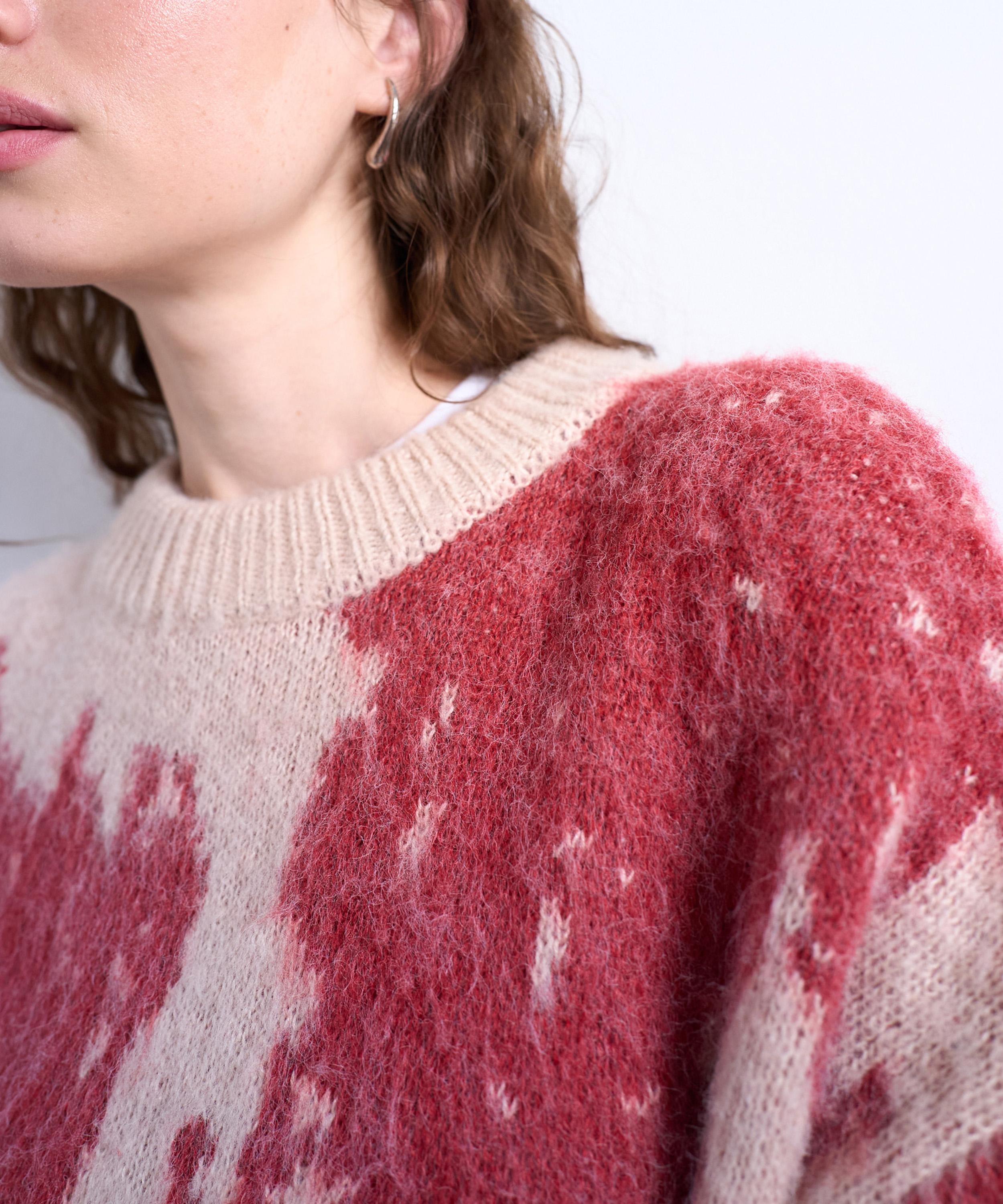 TOPSHOP - Pink Knitted Blurred Floral Jumper image number 3