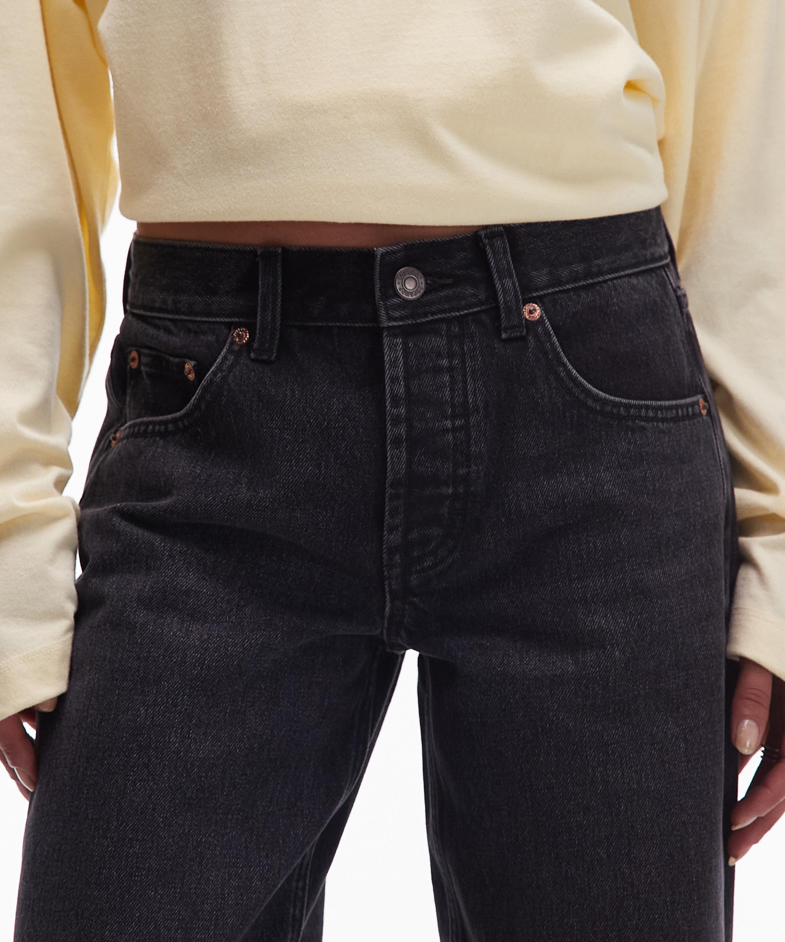 TOPSHOP - Washed Black Ember Low-Rise Wide-Leg Jeans image number 2