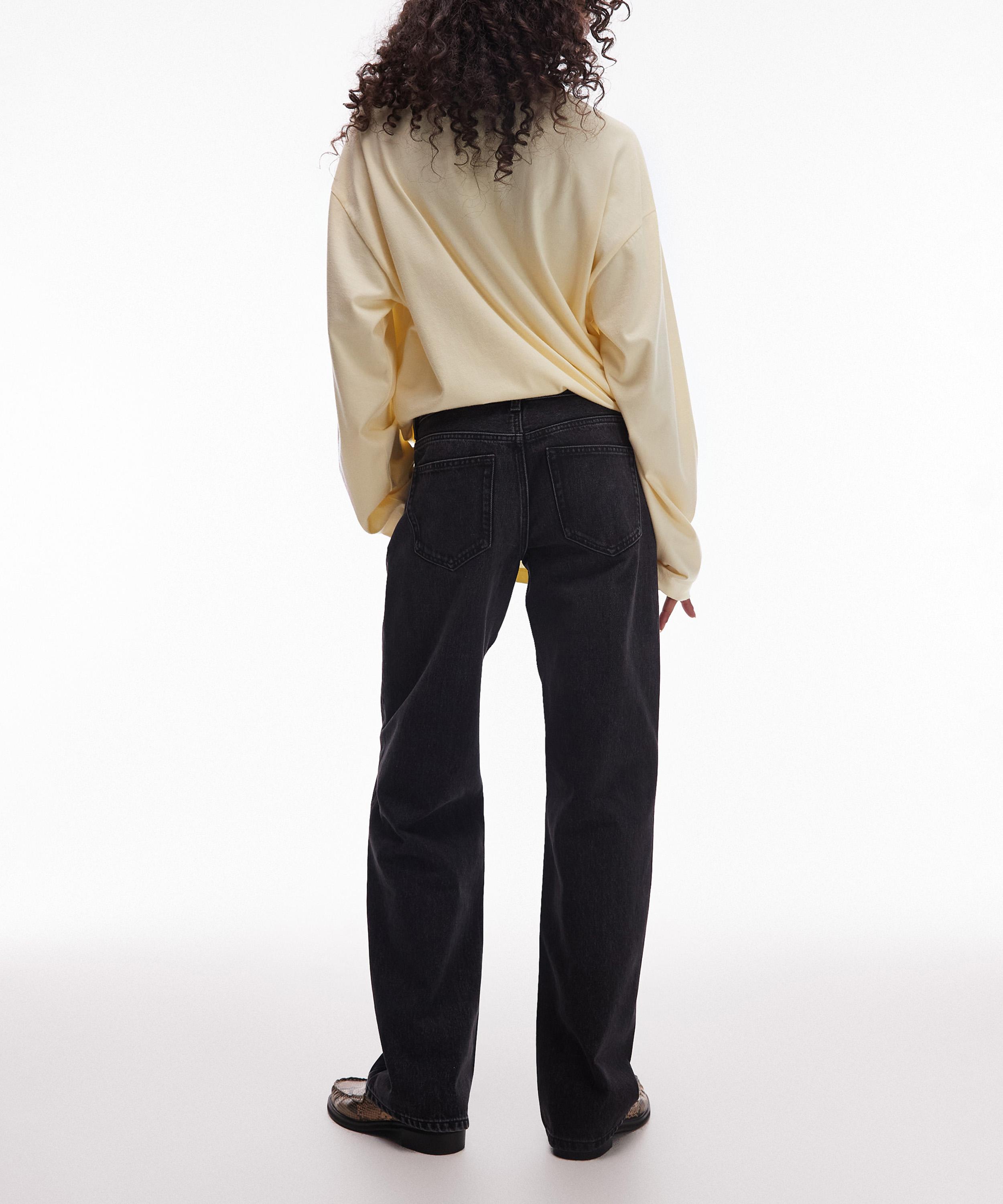 TOPSHOP - Washed Black Ember Low-Rise Wide-Leg Jeans image number 4