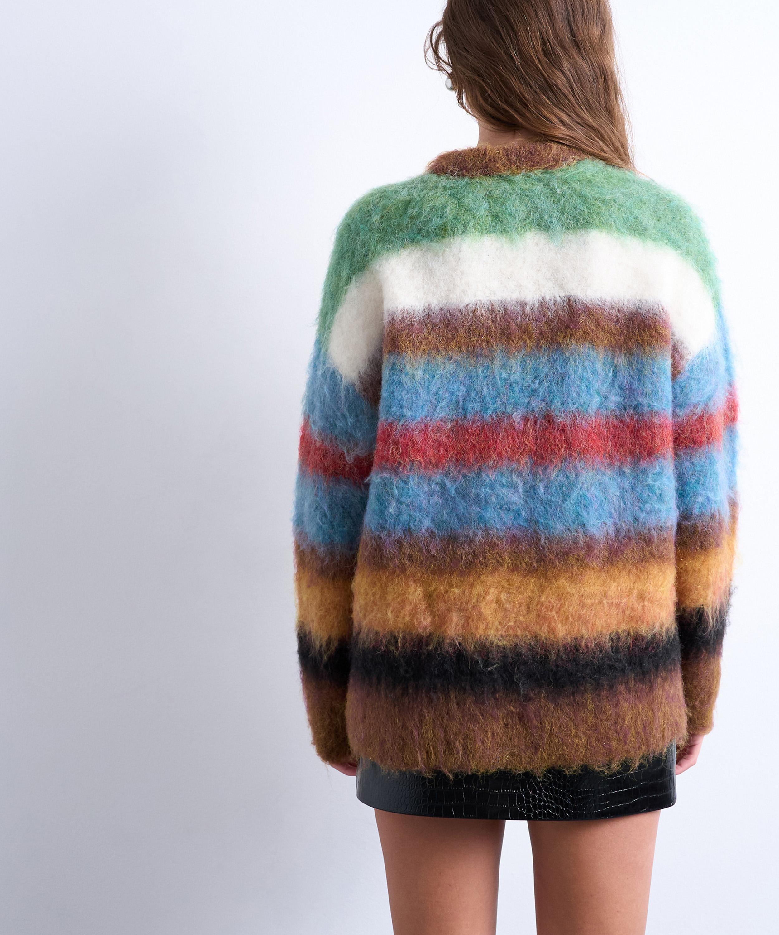 TOPSHOP - Knitted Fluffy Stripe Jumper image number 3