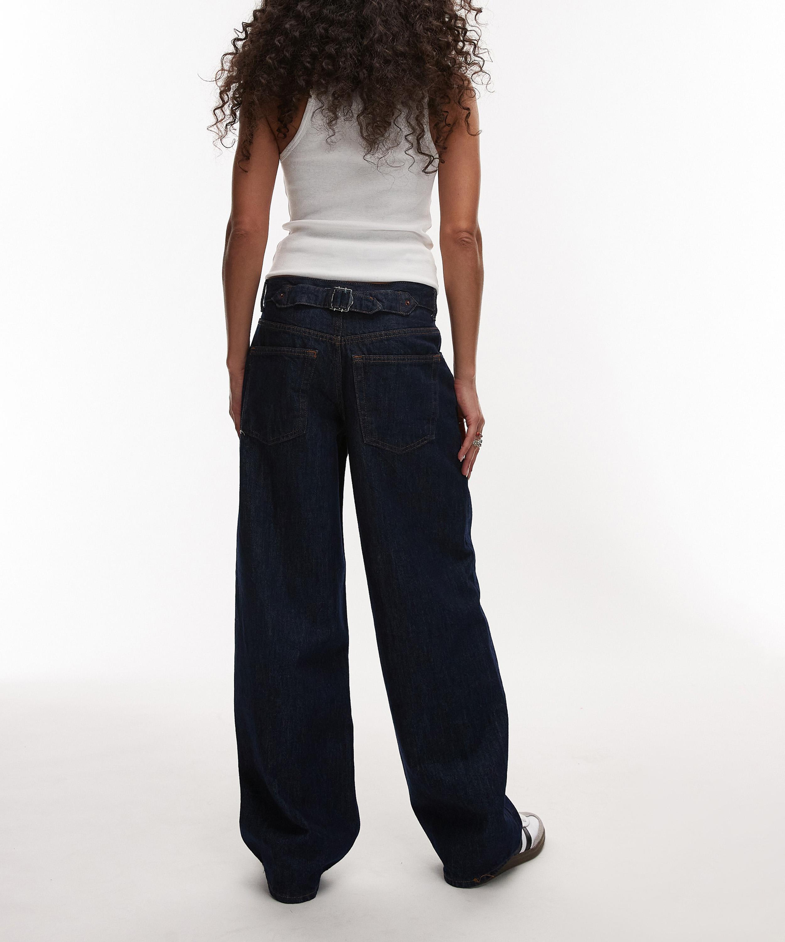 TOPSHOP - Raw Indigo Cinch Low-Rise Jeans image number 4