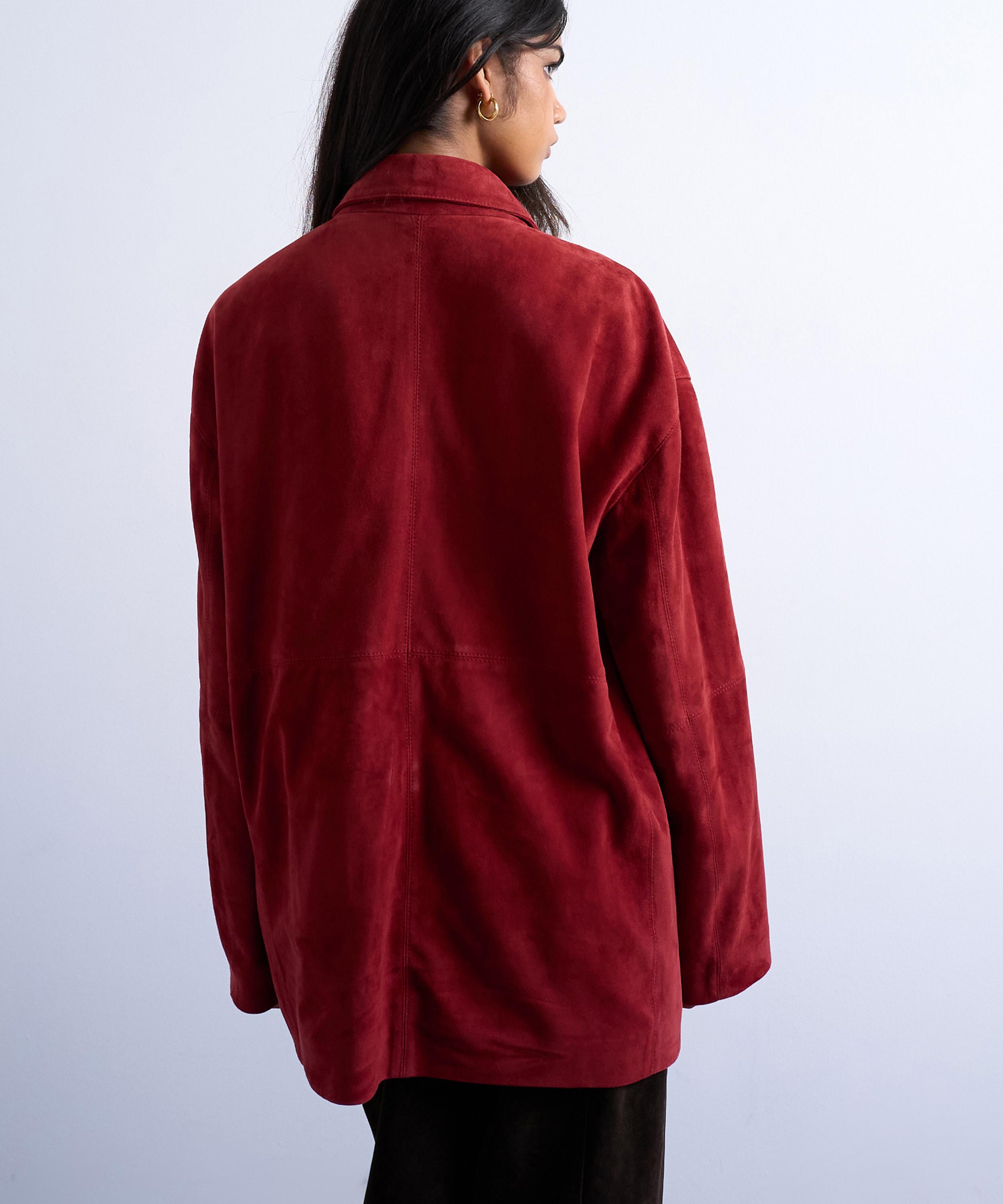 TOPSHOP - Red Suede Co-Ord Shirt image number 3