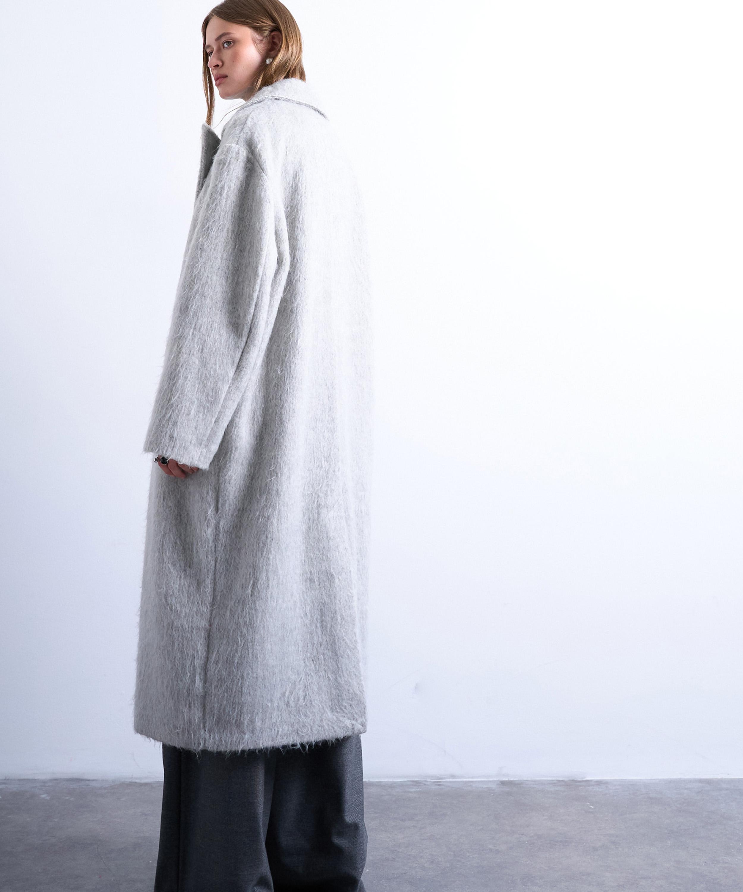 TOPSHOP - Brushed Grey Marl Wool Coat image number 1