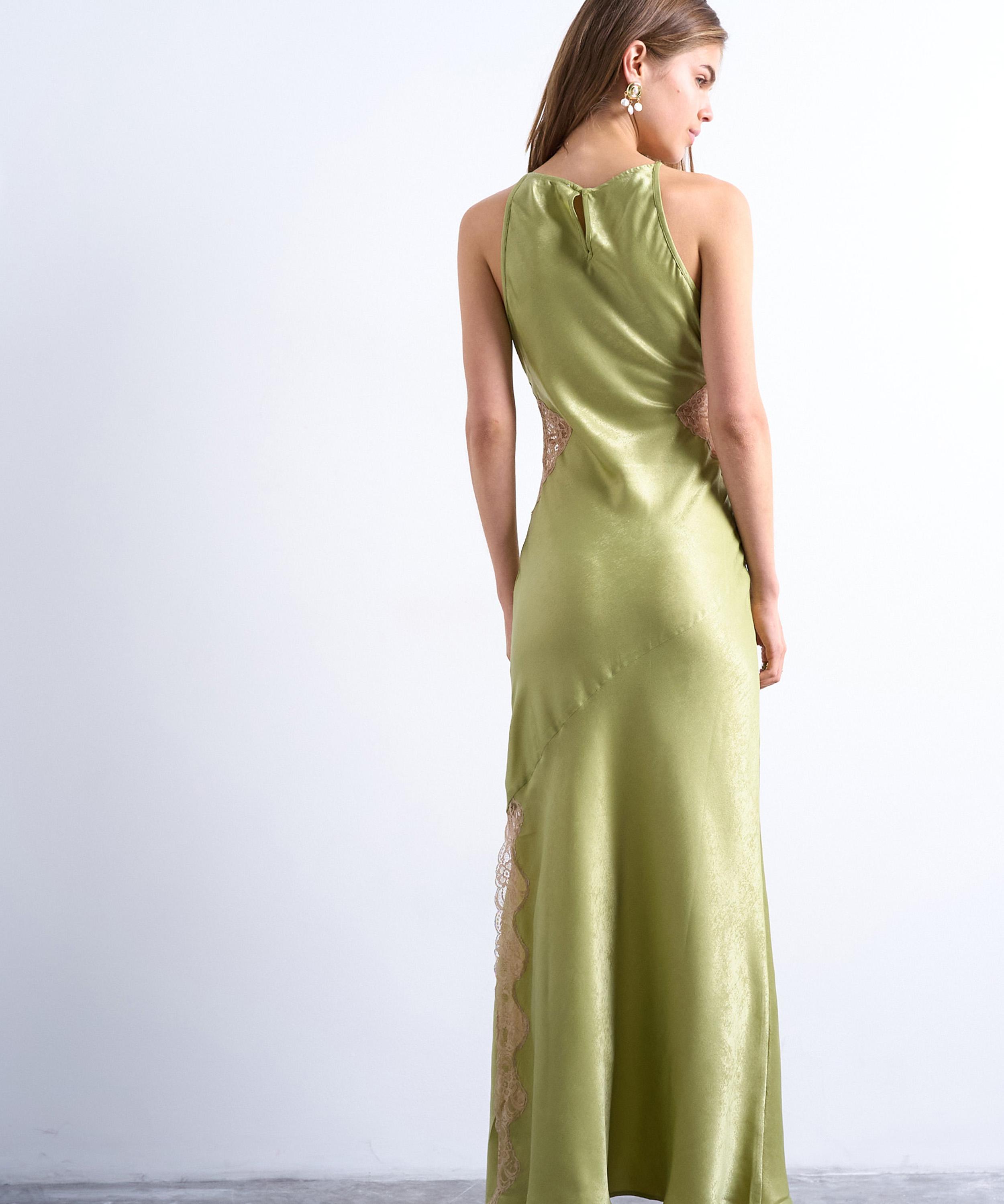 TOPSHOP - Avocado Lace Insert Racer Midi Dress image number 1