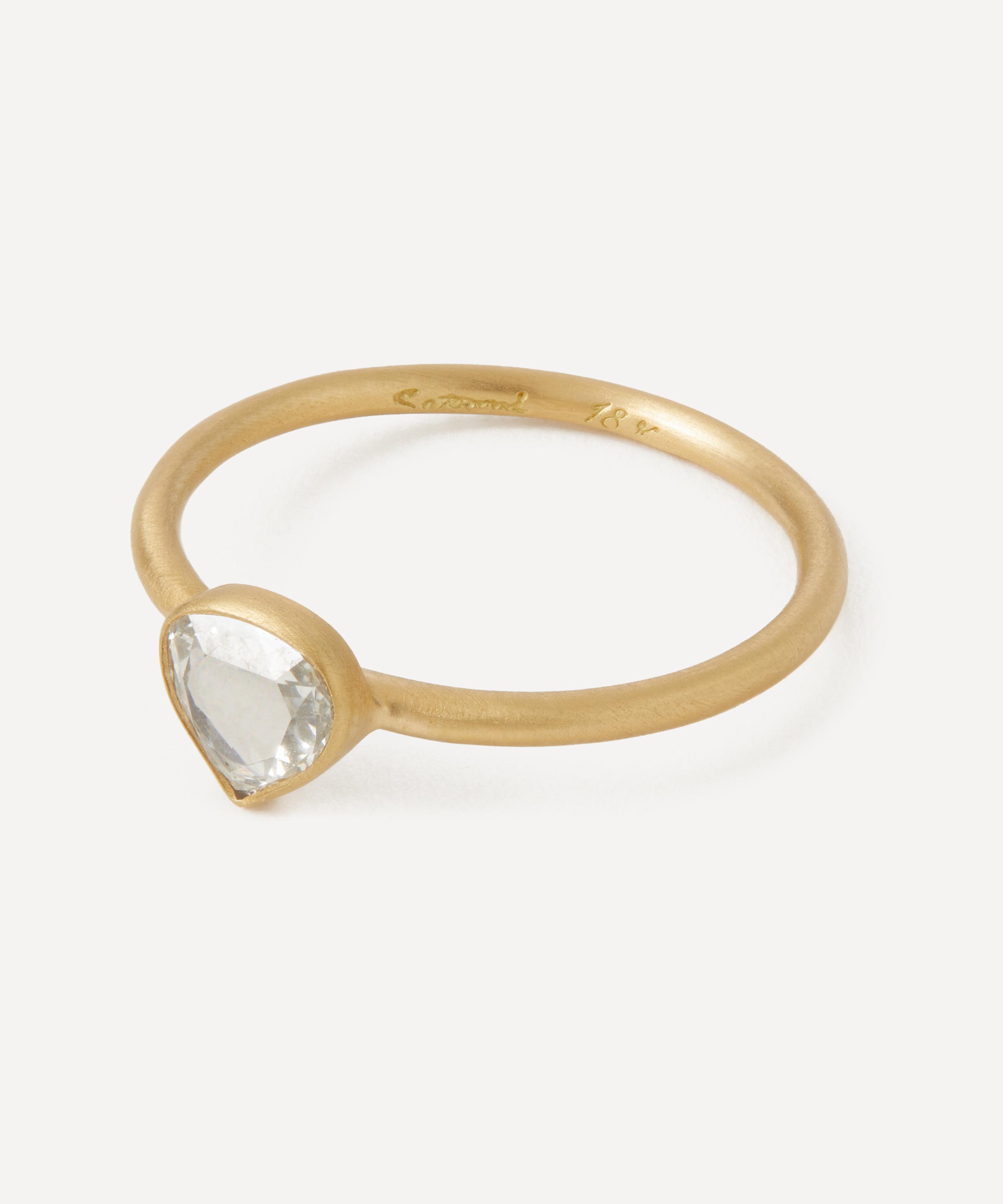Satomi Kawakita - 18ct Gold Rose Cut Tear Drop Diamond Solitaire Ring image number 1