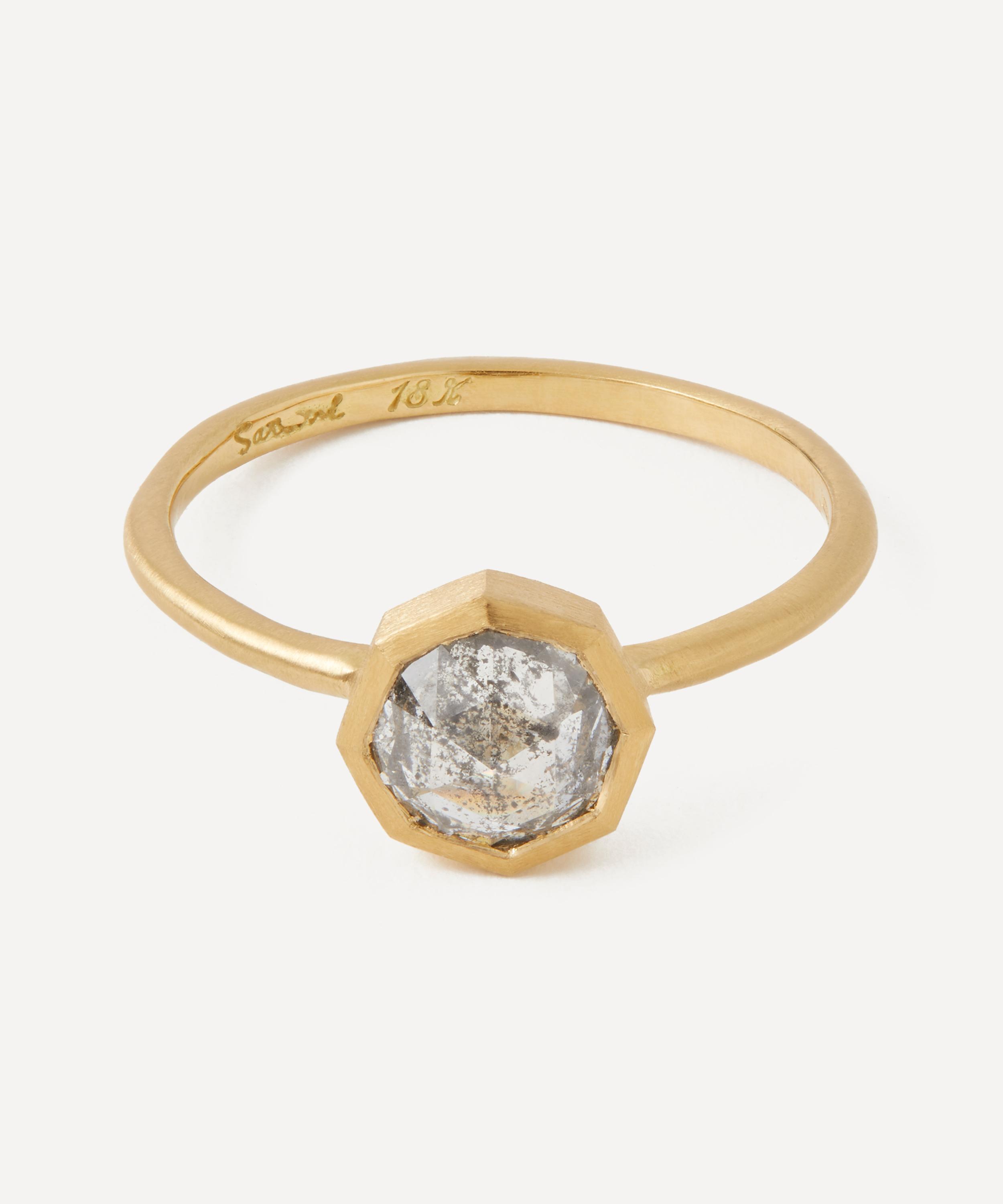 Satomi Kawakita - 18ct Gold Rose Cut Salt Pepper Diamond Ring