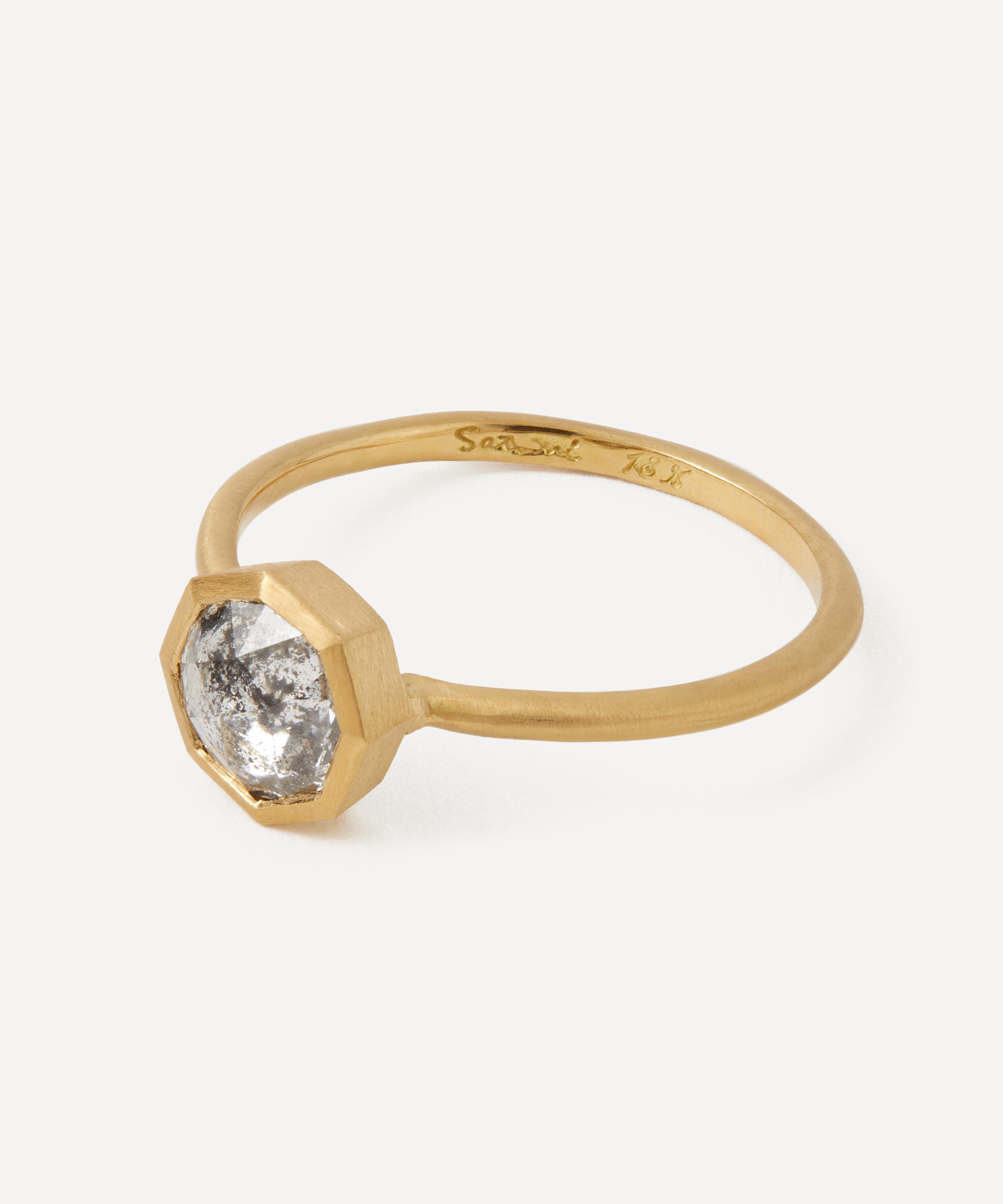 Satomi Kawakita - 18ct Gold Rose Cut Salt Pepper Diamond Ring image number 1