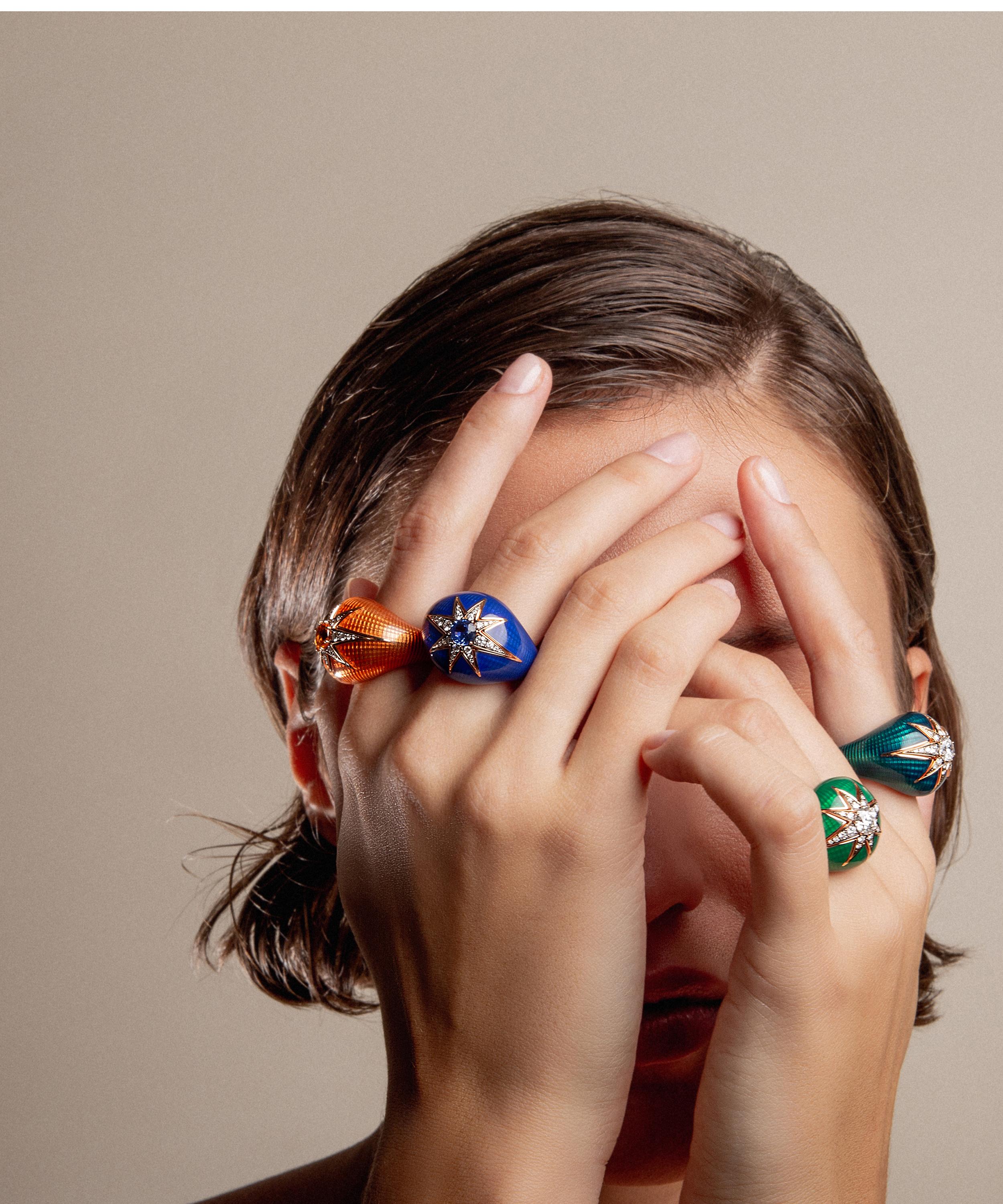 Selim Mouzannar - 18ct Gold Aida Enamel and Diamond Ring image number 1