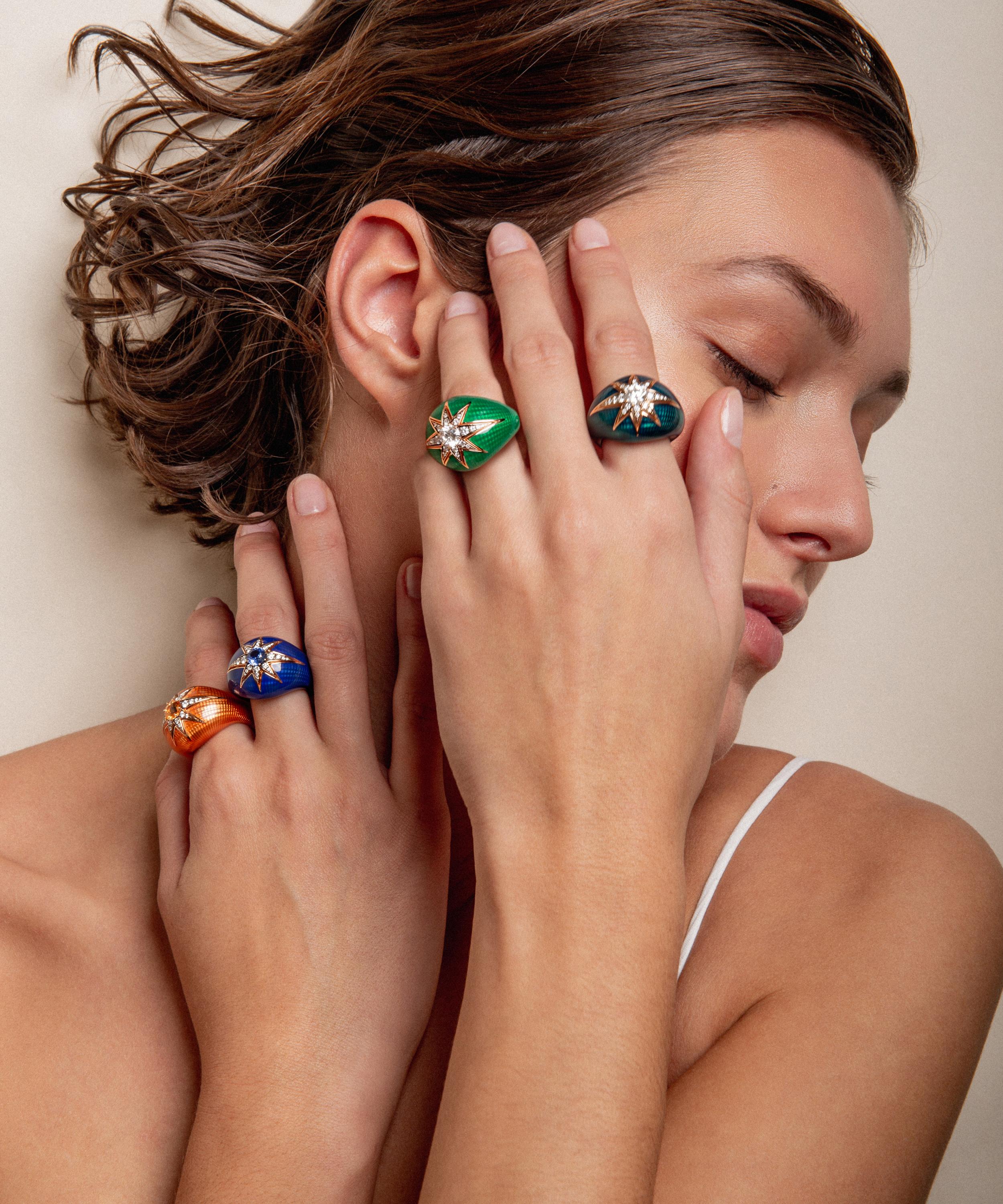 Selim Mouzannar - 18ct Gold Aida Enamel and Diamond Ring image number 2