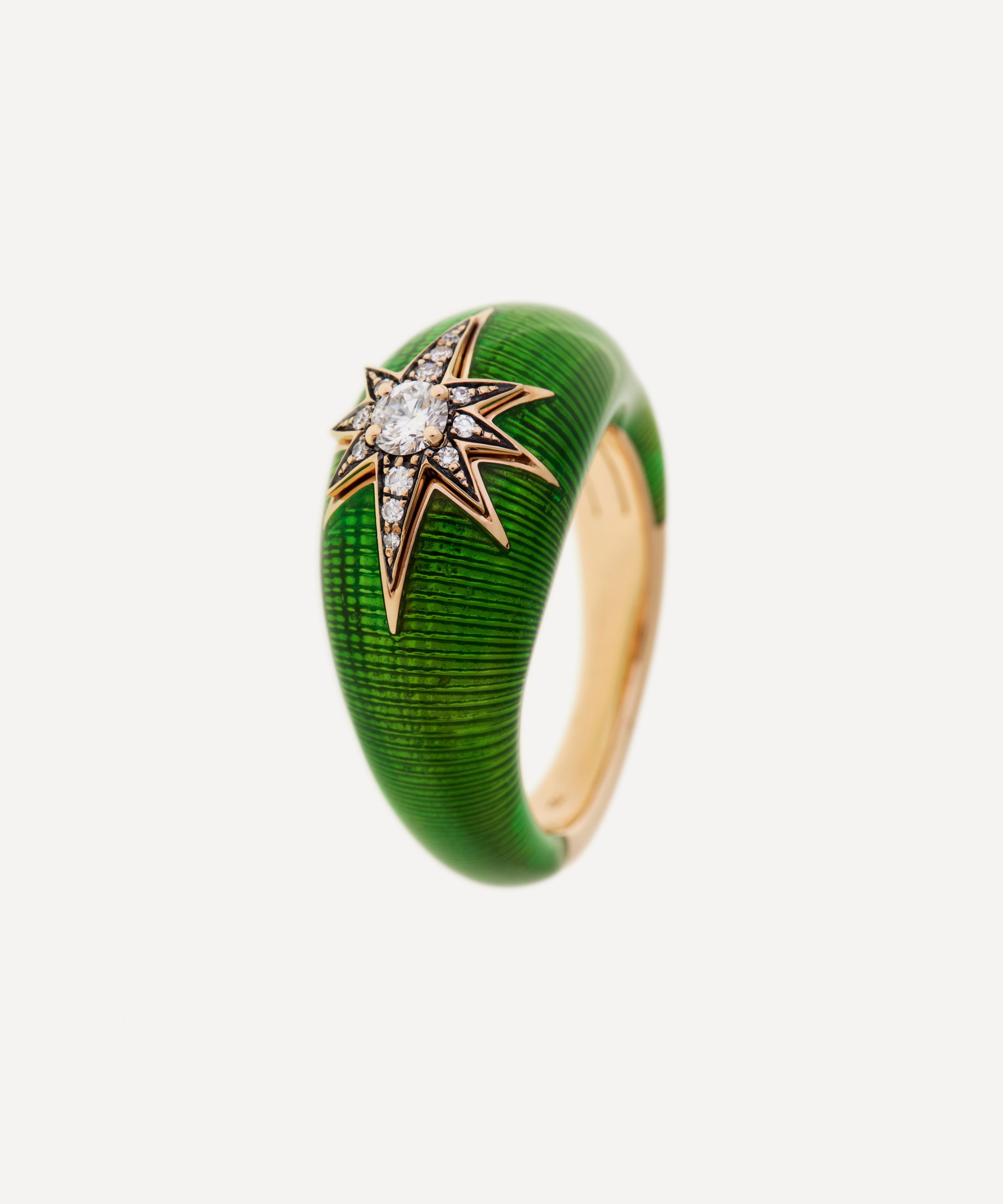 Selim Mouzannar - 18ct Rose Gold Aida Enamel Diamond Pinky Ring image number 0