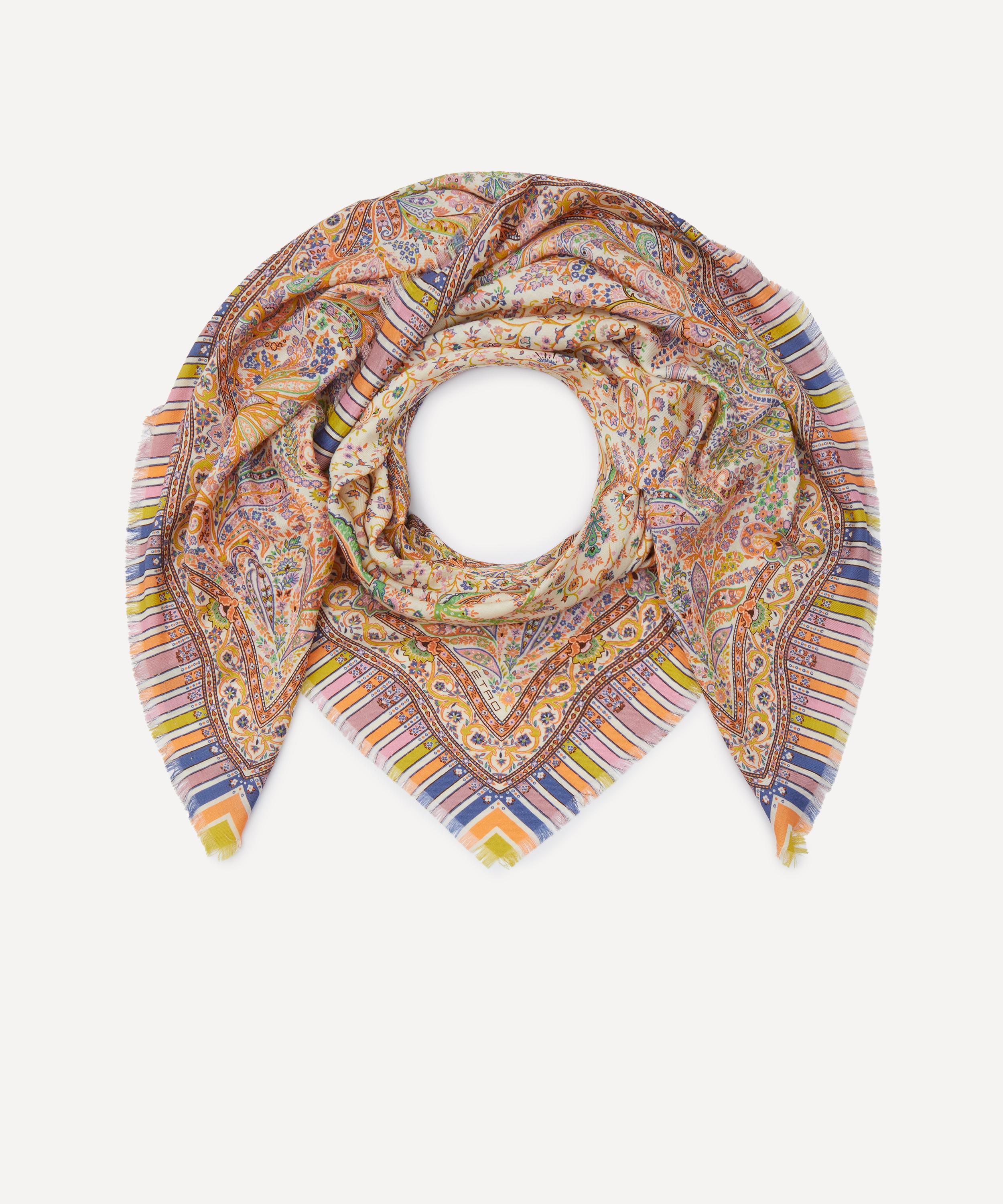Etro - Aida Paisley Print Silk-Wool Scarf image number 0