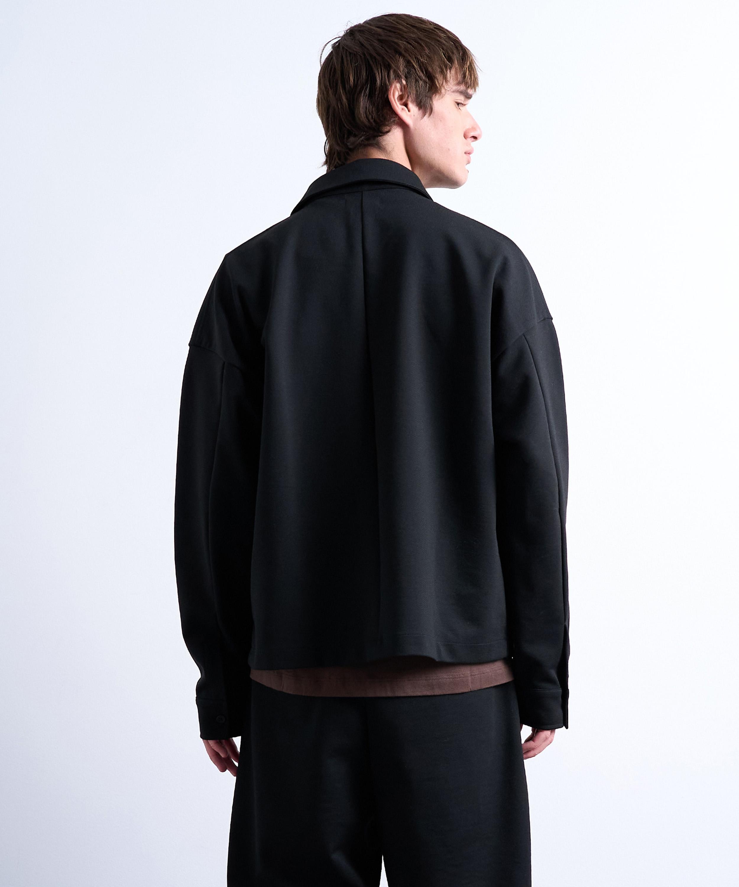 TOPMAN - Black Oversized Fit Double-Pocket Jersey Jacket image number 4
