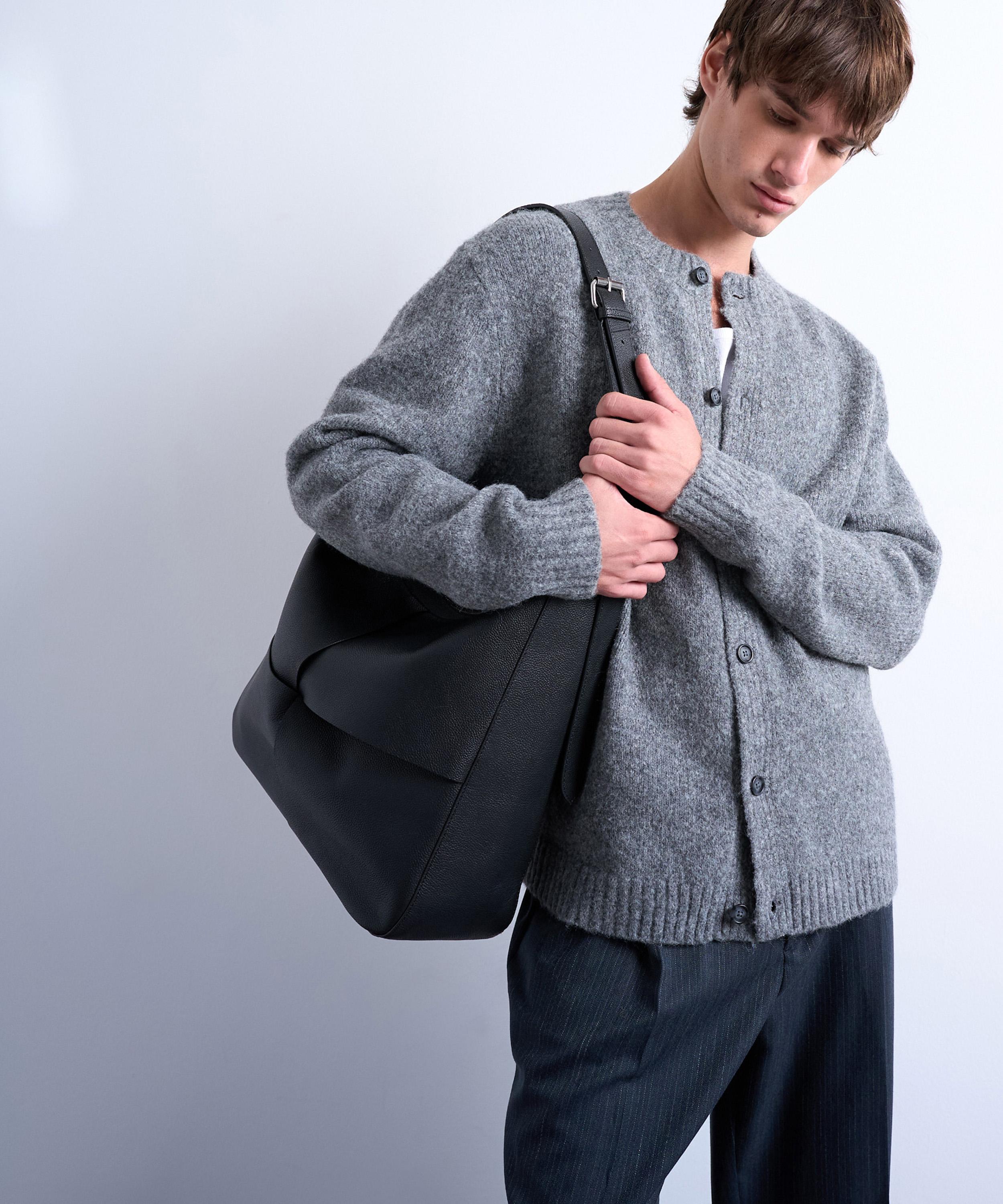 TOPMAN - Grey Crew-Neck Cardigan