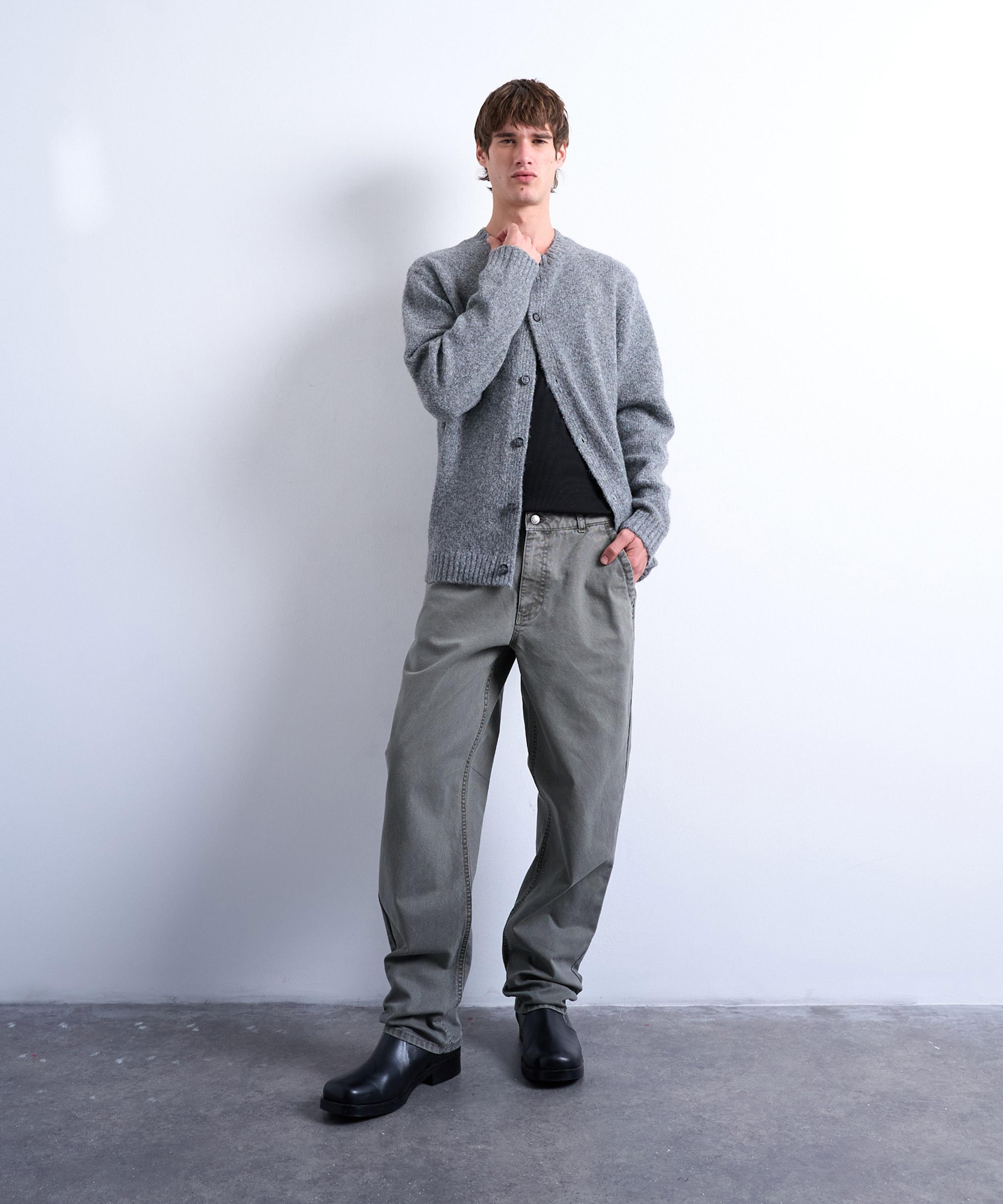 TOPMAN - Khaki Straight-Fit Canvas Trousers