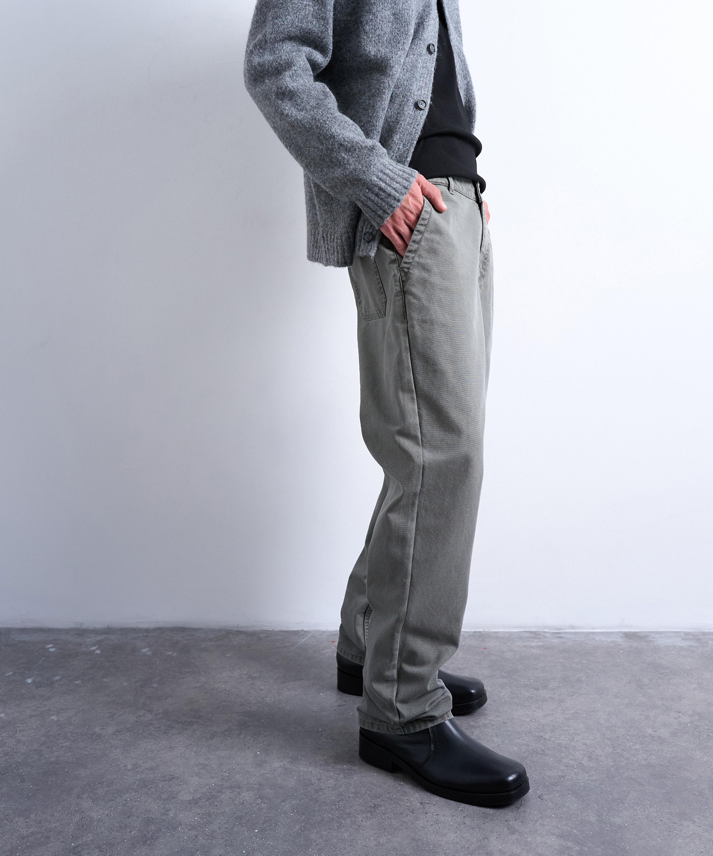 TOPMAN - Khaki Straight-Fit Canvas Trousers image number 1