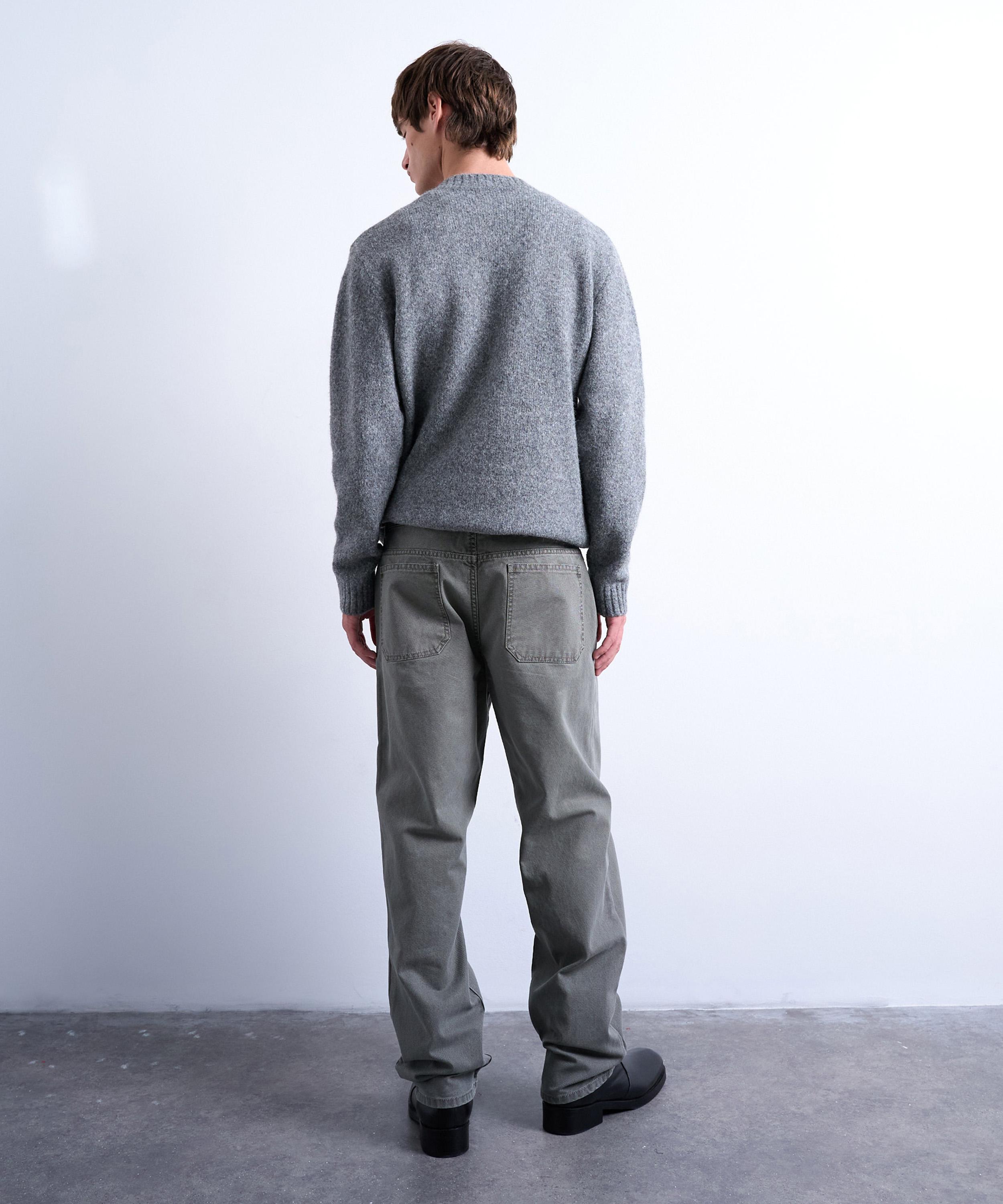 TOPMAN - Khaki Straight-Fit Canvas Trousers image number 3