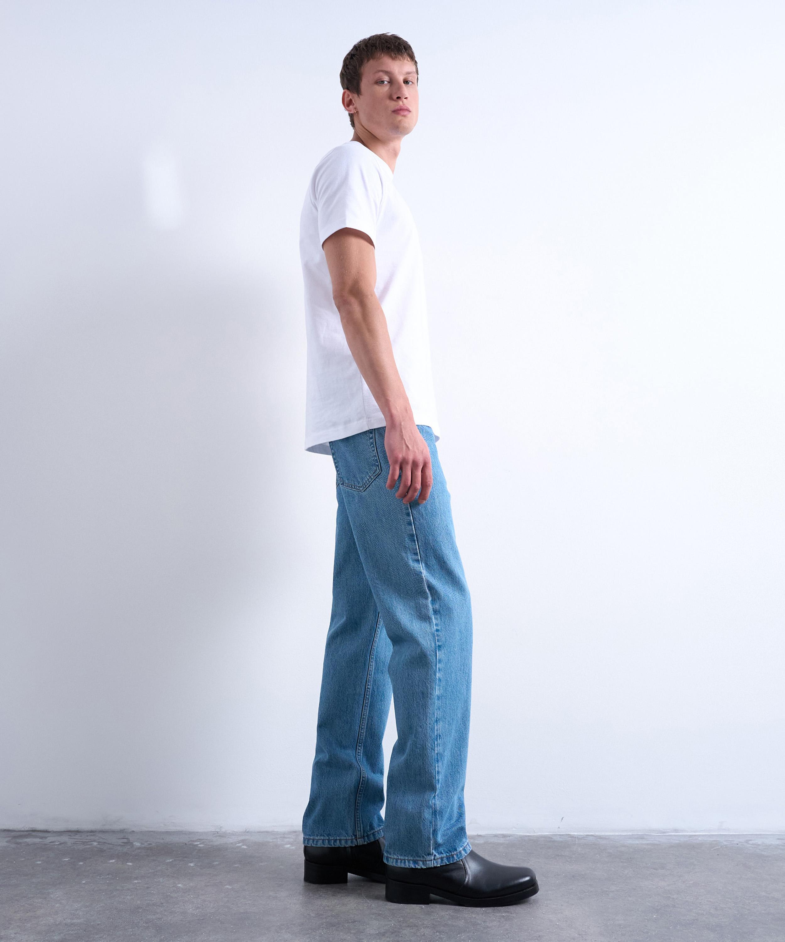 TOPMAN - Mid-Wash Blue Rigid Straight Jeans image number 1