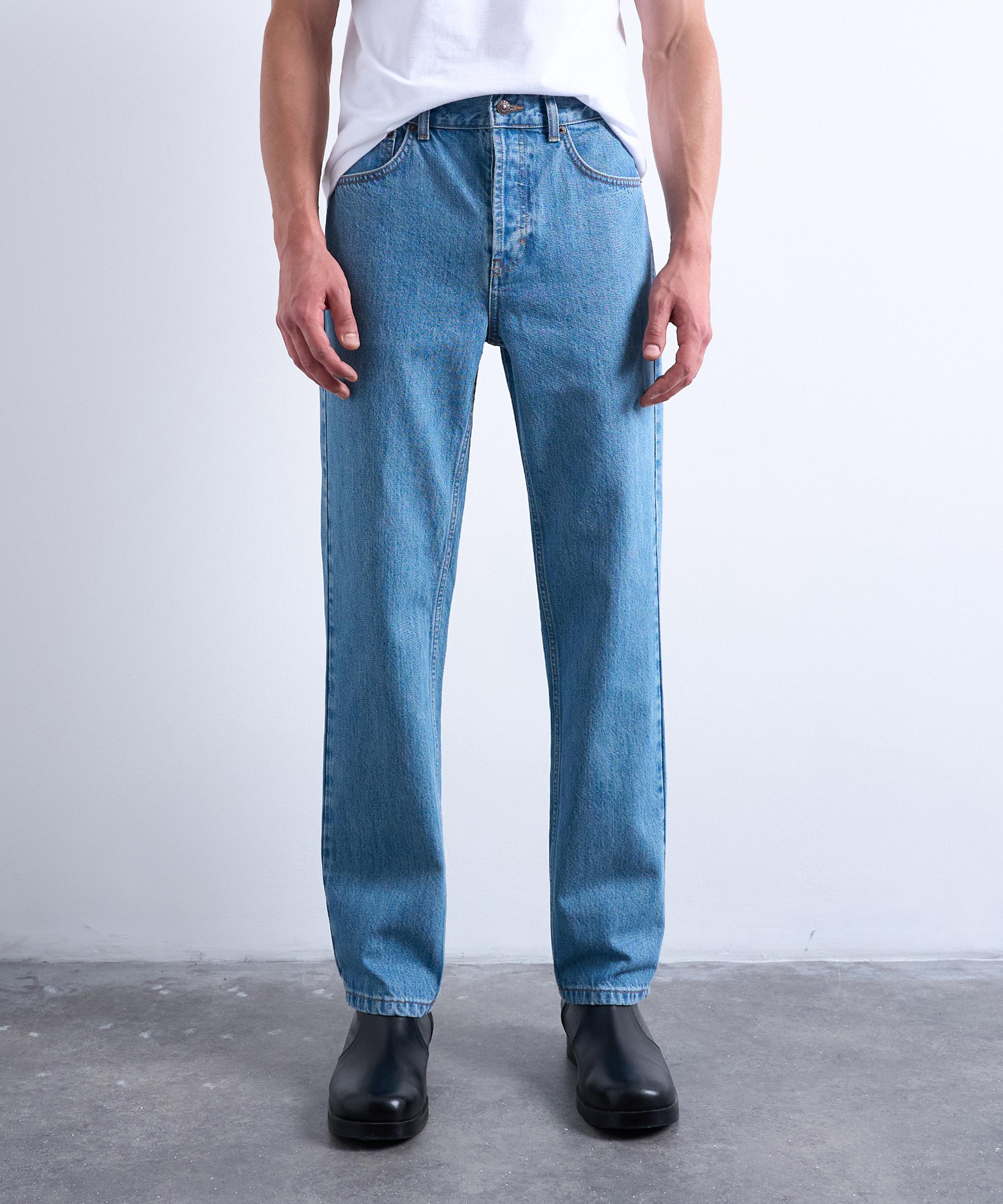 TOPMAN - Mid-Wash Blue Rigid Straight Jeans image number 2