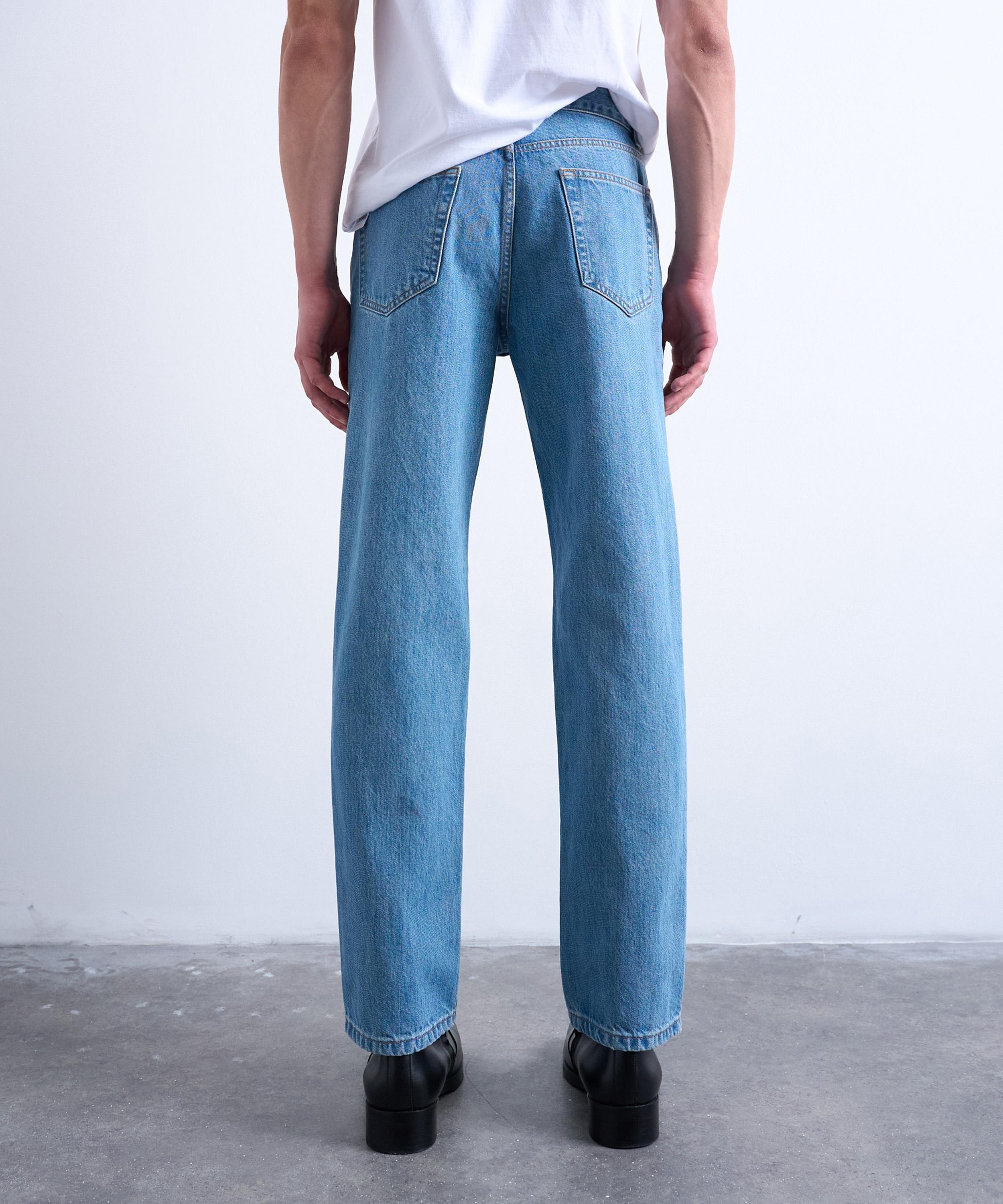 TOPMAN - Mid-Wash Blue Rigid Straight Jeans image number 3