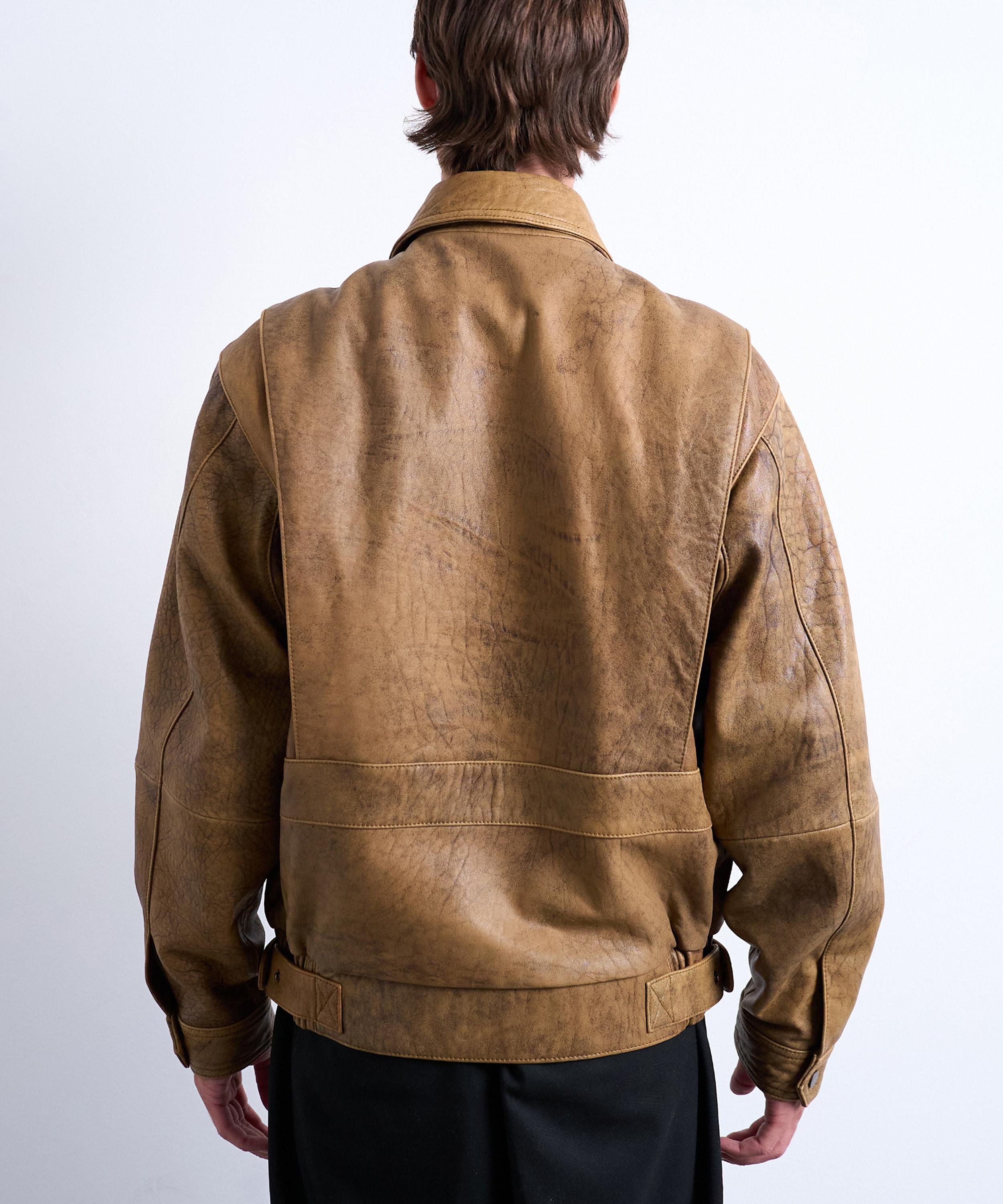 TOPMAN - Tan Leather Double Pocket Jacket image number 4