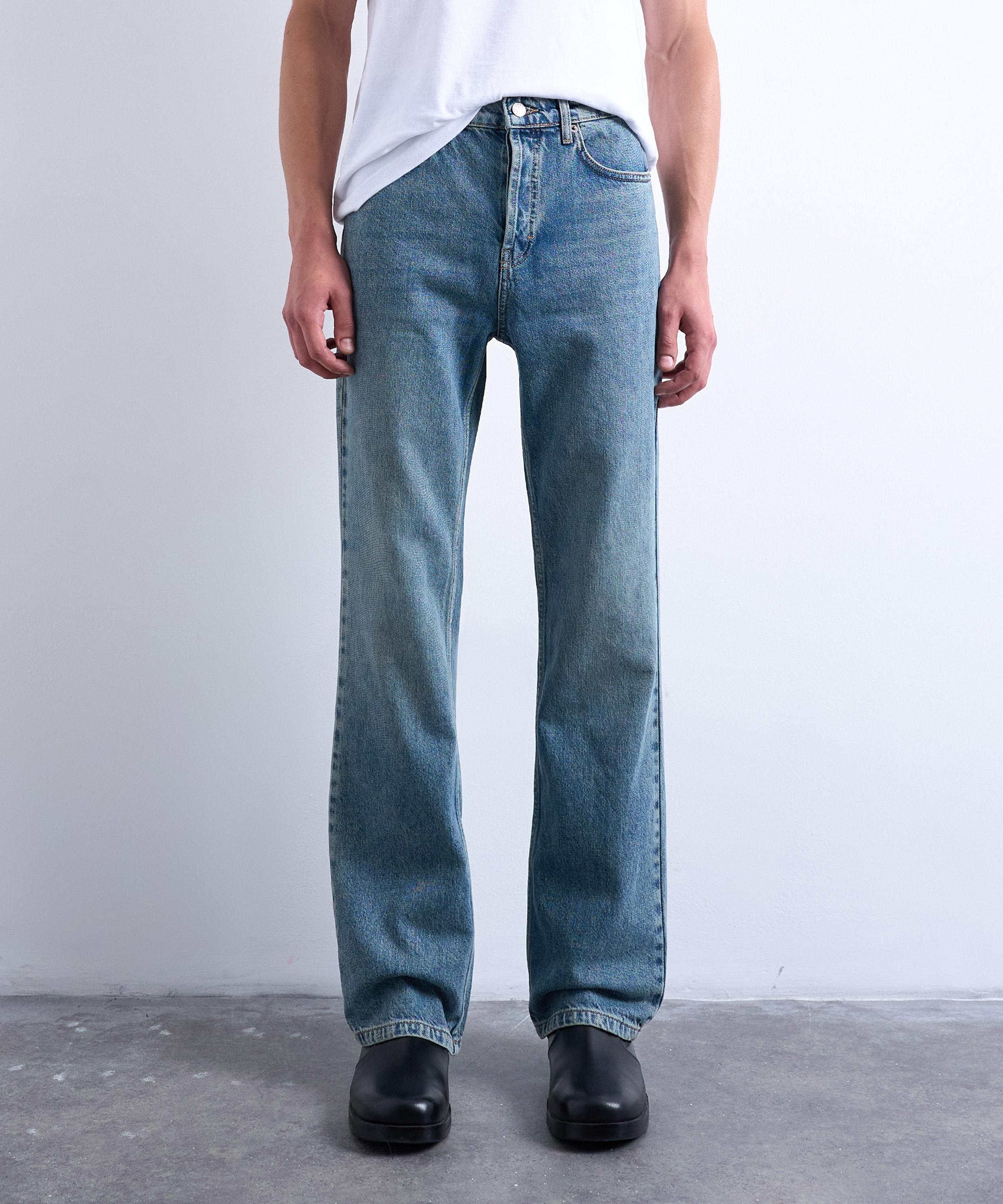 TOPMAN - Mid-Wash Blue Rigid Flare Jeans image number 2