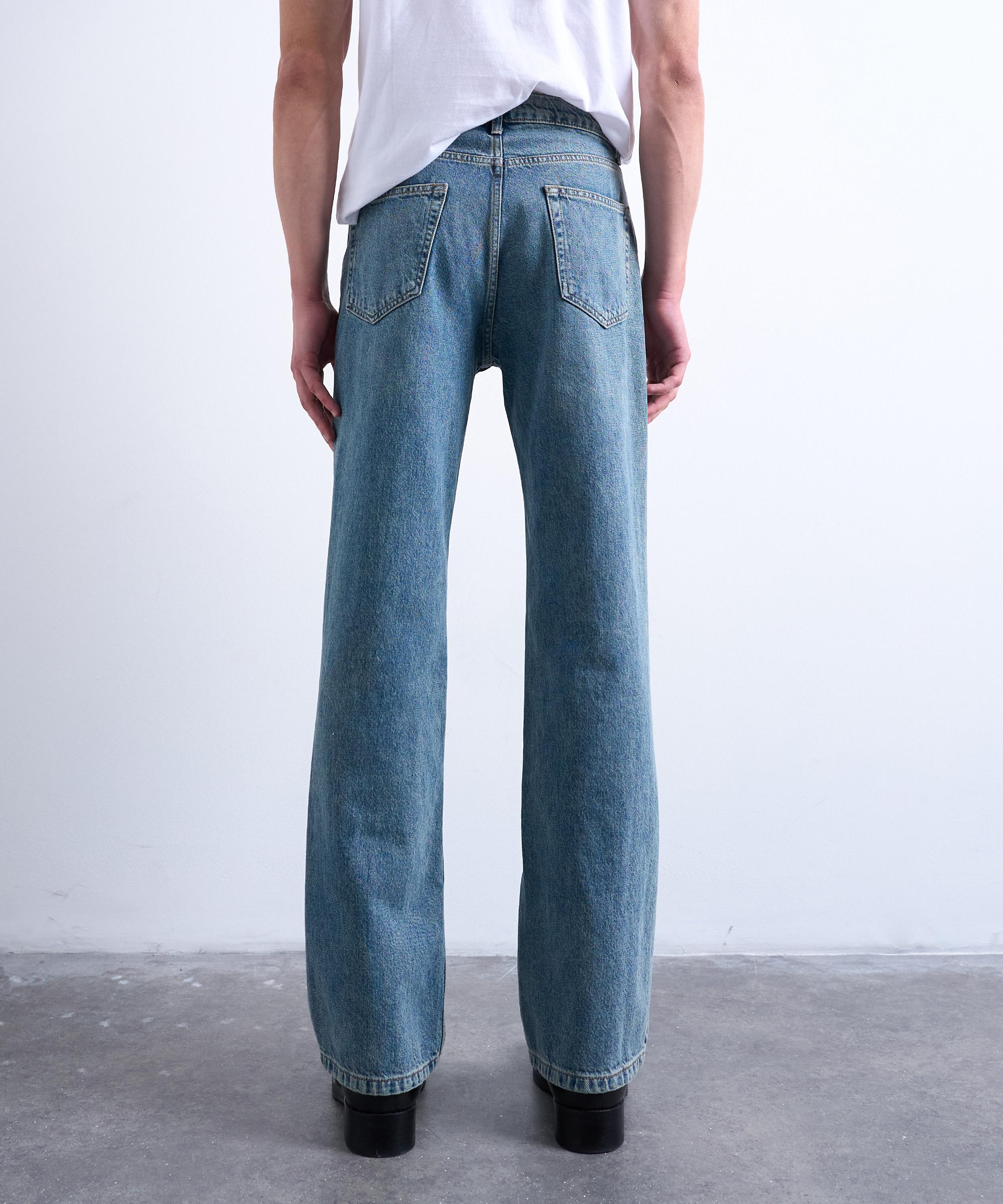 TOPMAN - Mid-Wash Blue Rigid Flare Jeans image number 3