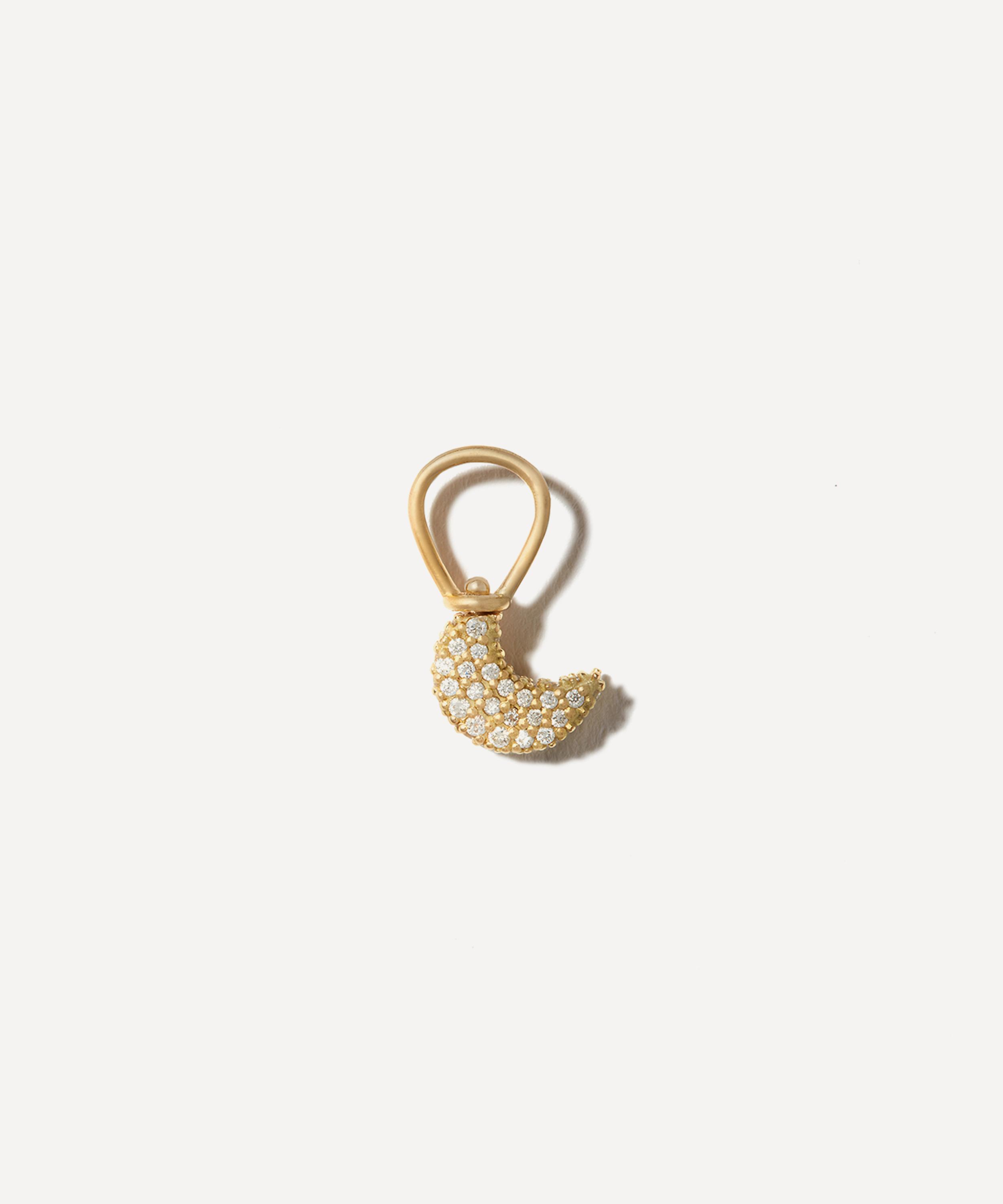 Marla Aaron - 18ct Gold Allstone Itty Bitty Moon Charm