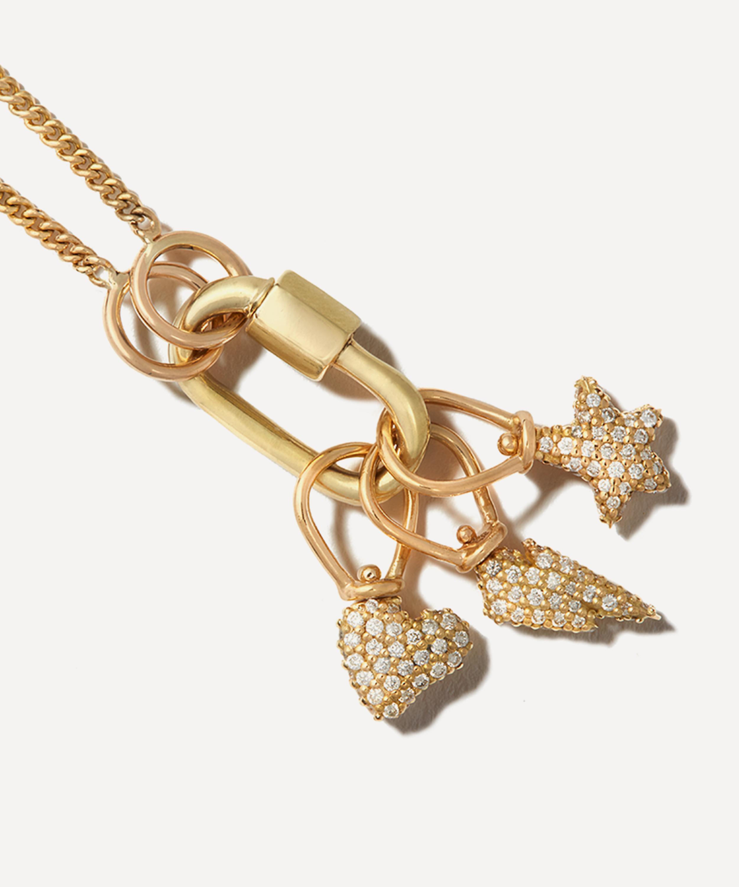 Marla Aaron - 18ct Gold Allstone Itty Bitty Moon Charm image number 2