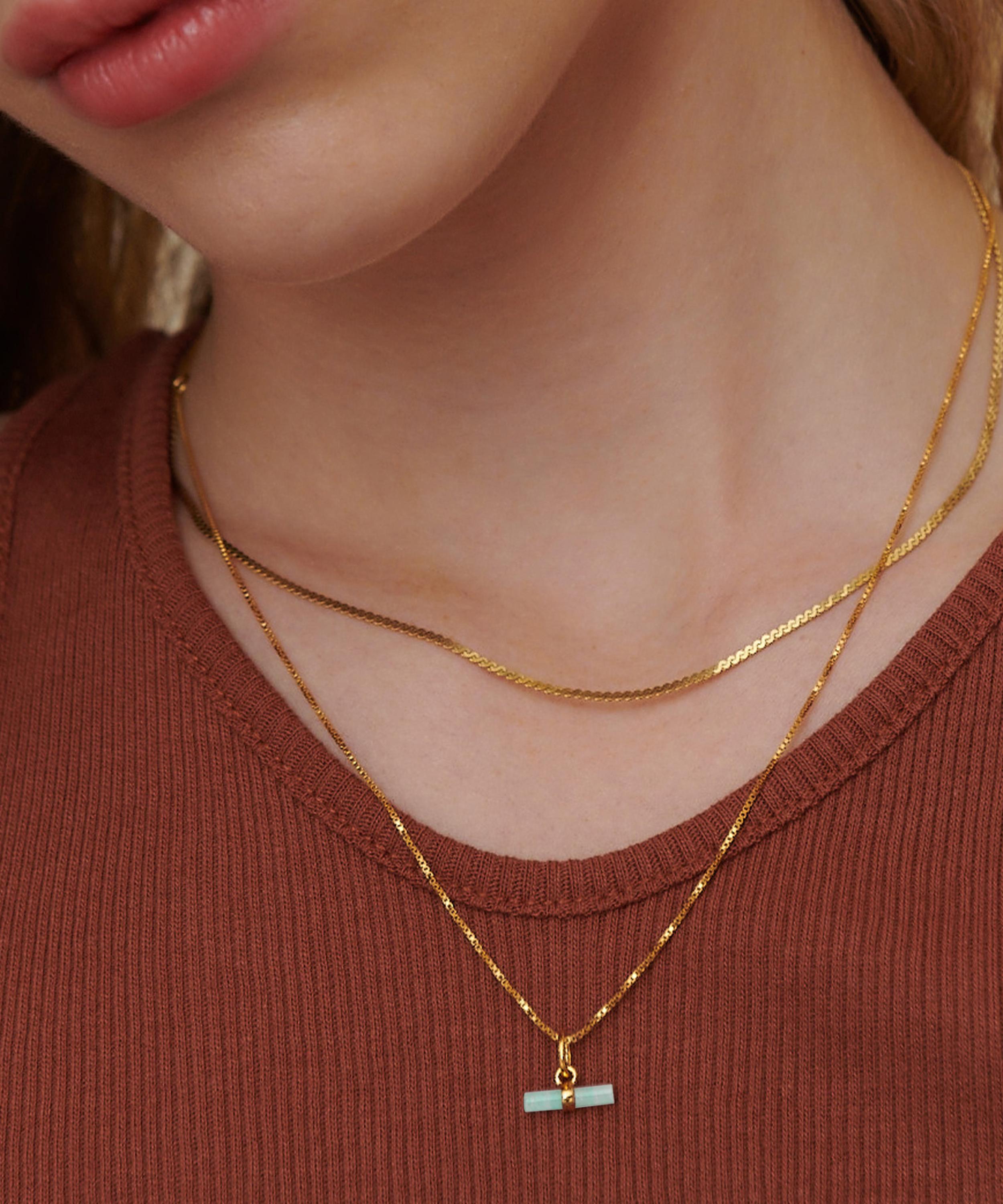 Rachel Jackson - 22ct Gold-Plated Amazonite Mini T-Bar Pendant Necklace image number 2