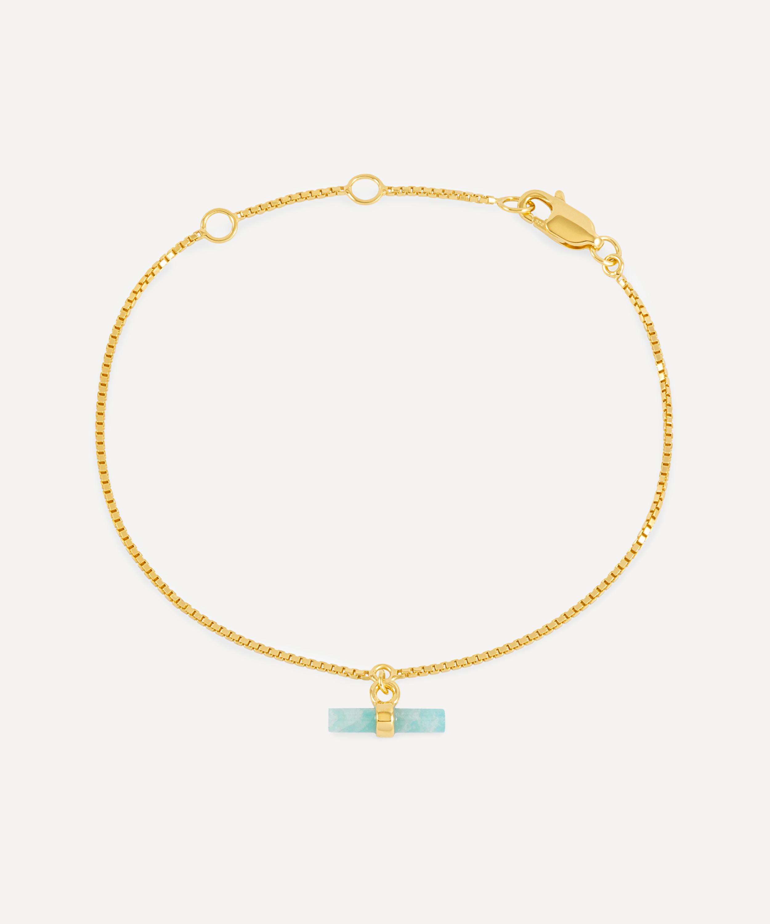 Rachel Jackson - 22ct Gold-Plated Amazonite Mini T-Bar Bracelet image number 0