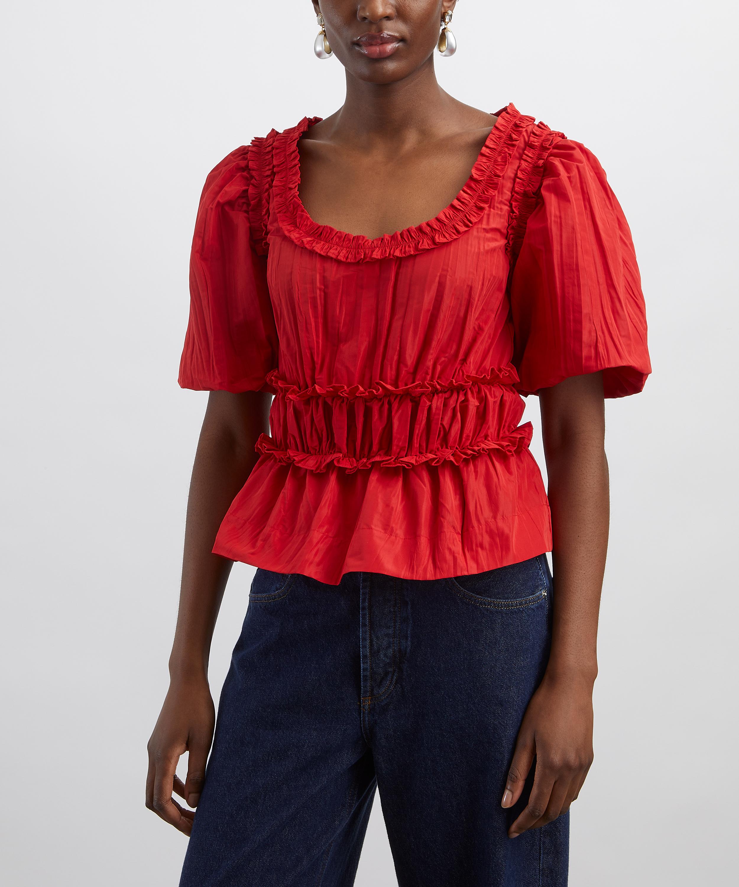 Damson Madder - Everlyn Red Taffeta Blouse image number 2