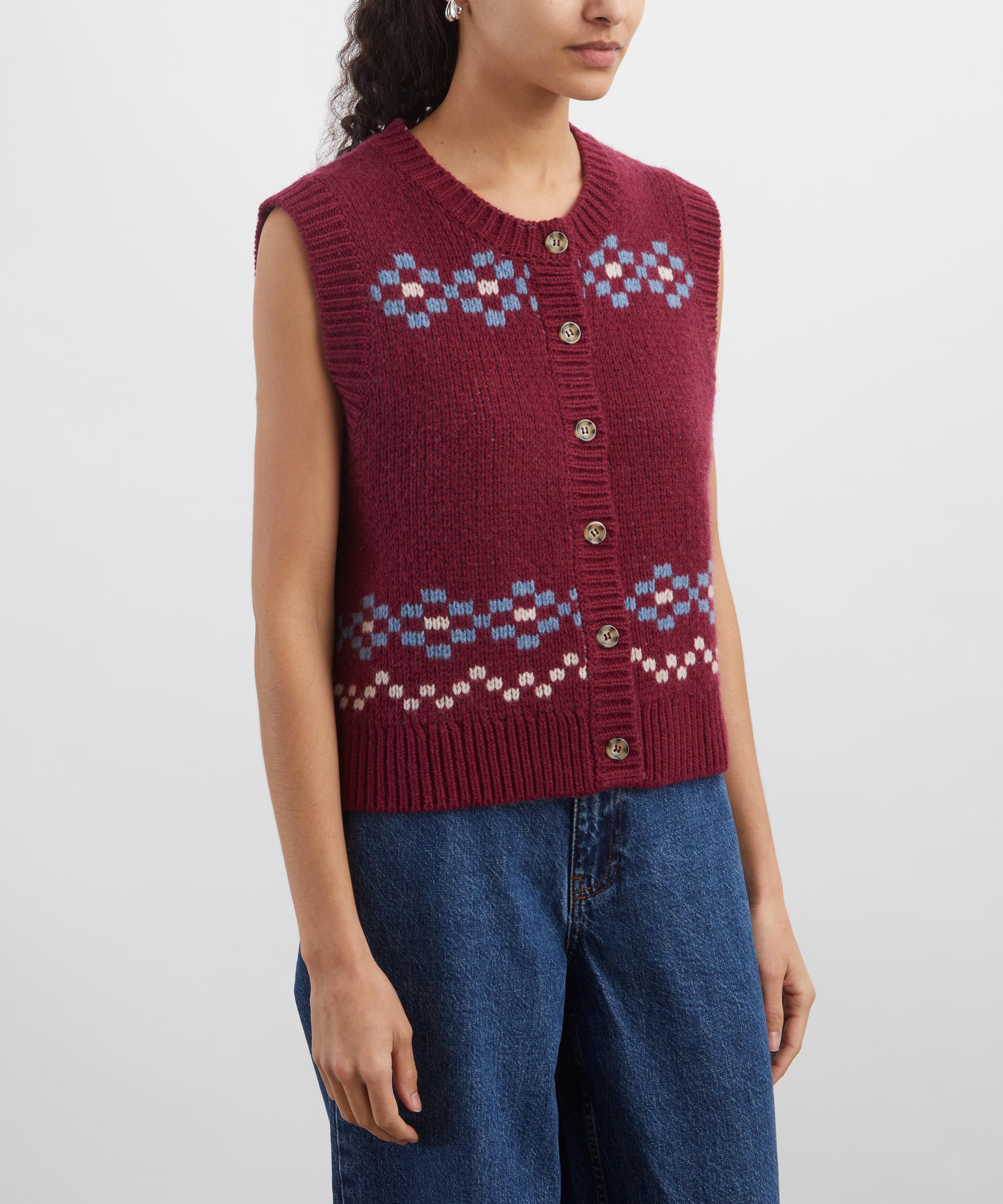 Damson Madder - Sofie Novelty Intarsia Wool Vest image number 2