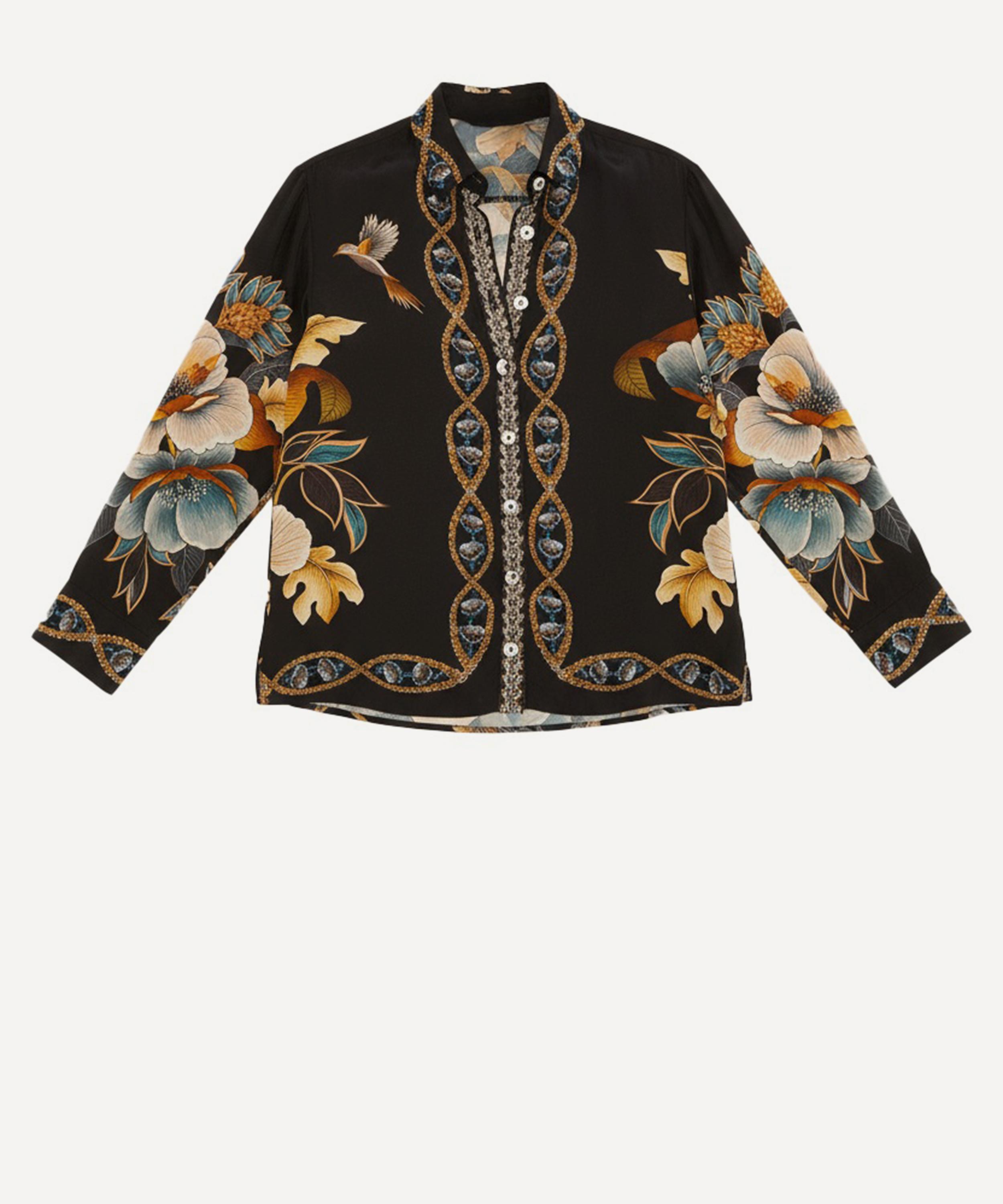 FARM Rio - Black Floral Snake Pyjama Shirt image number 0