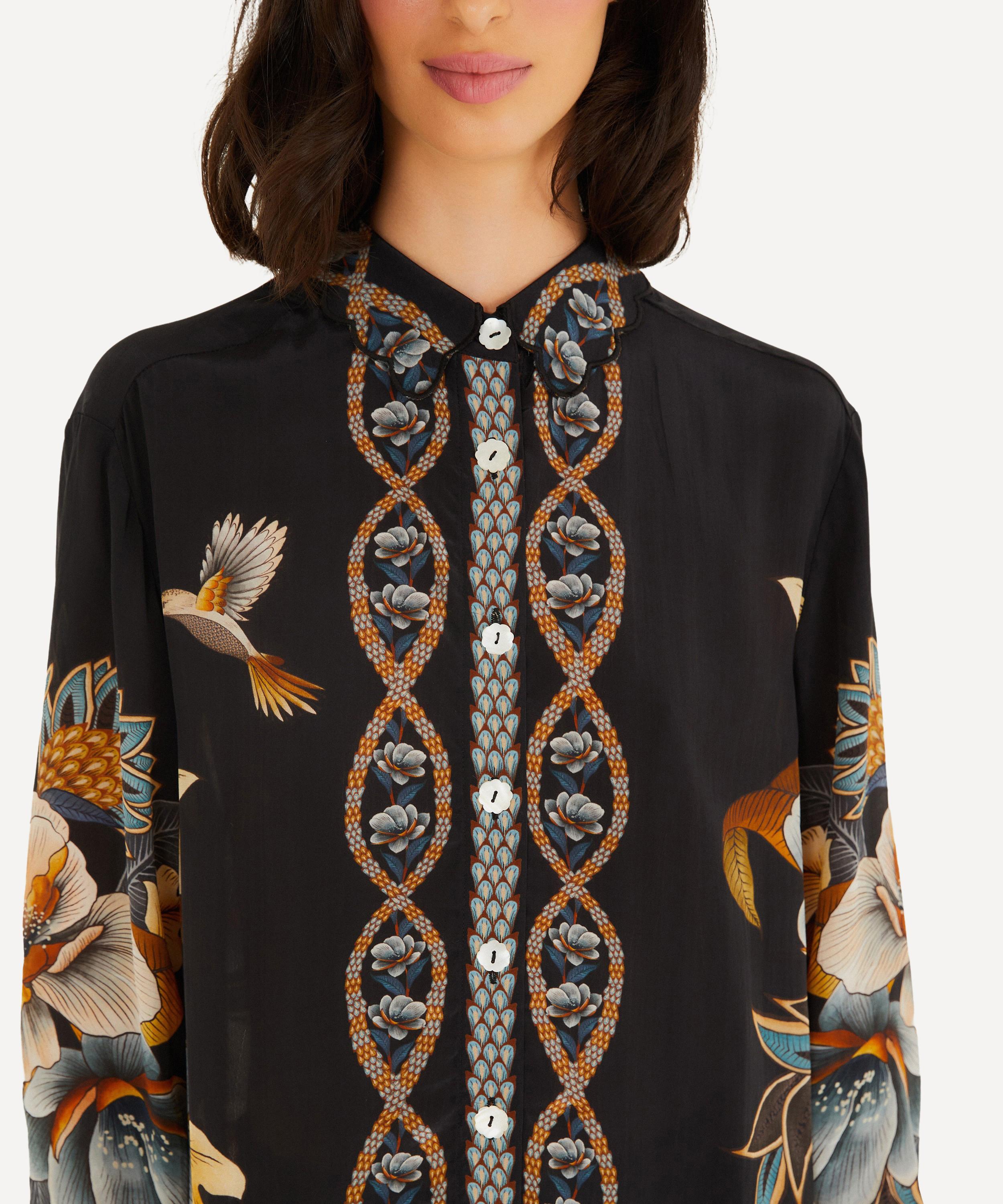 FARM Rio - Black Floral Snake Pyjama Shirt image number 3
