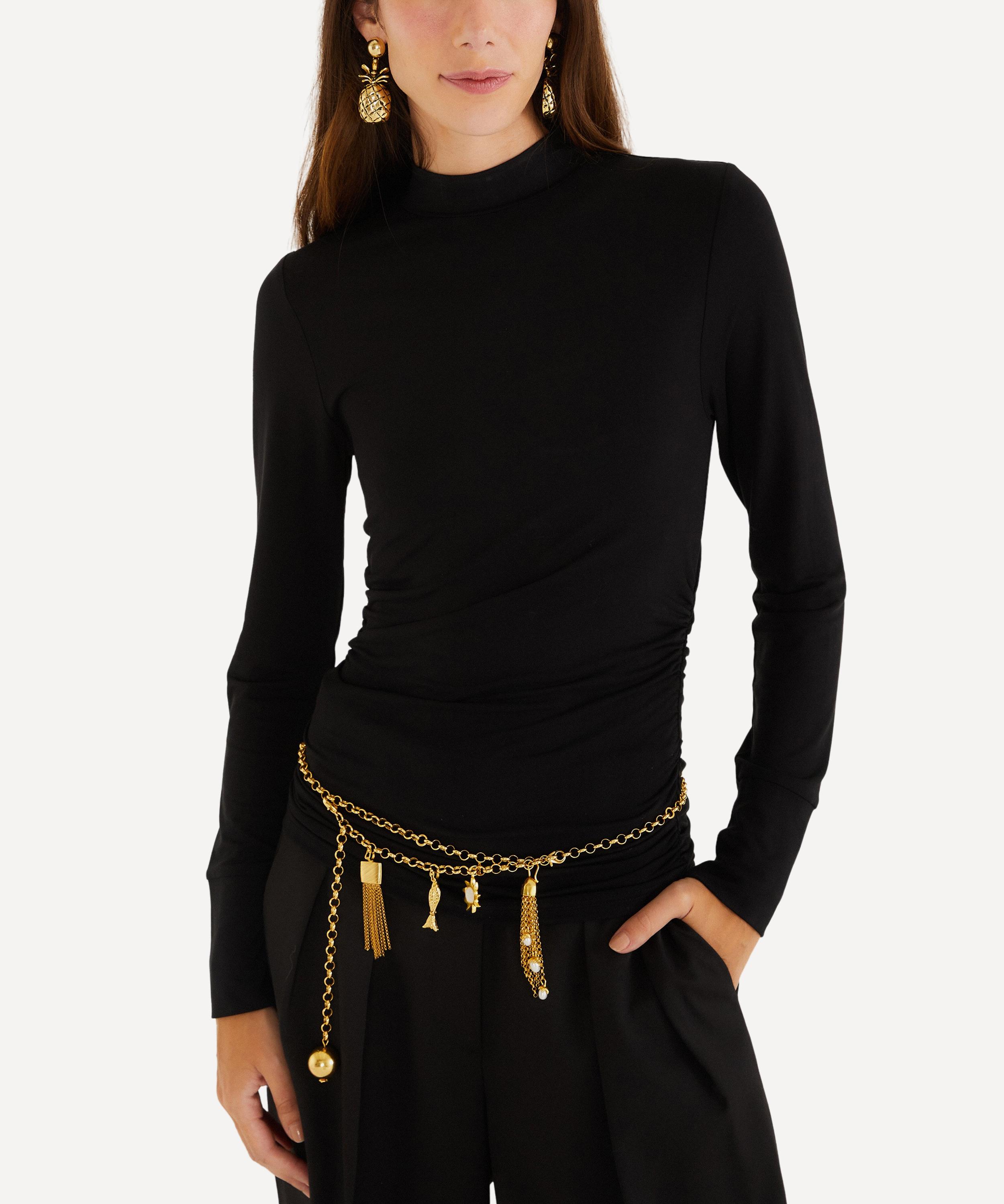 FARM Rio - Black Jersey Long-Sleeve Blouse image number 1