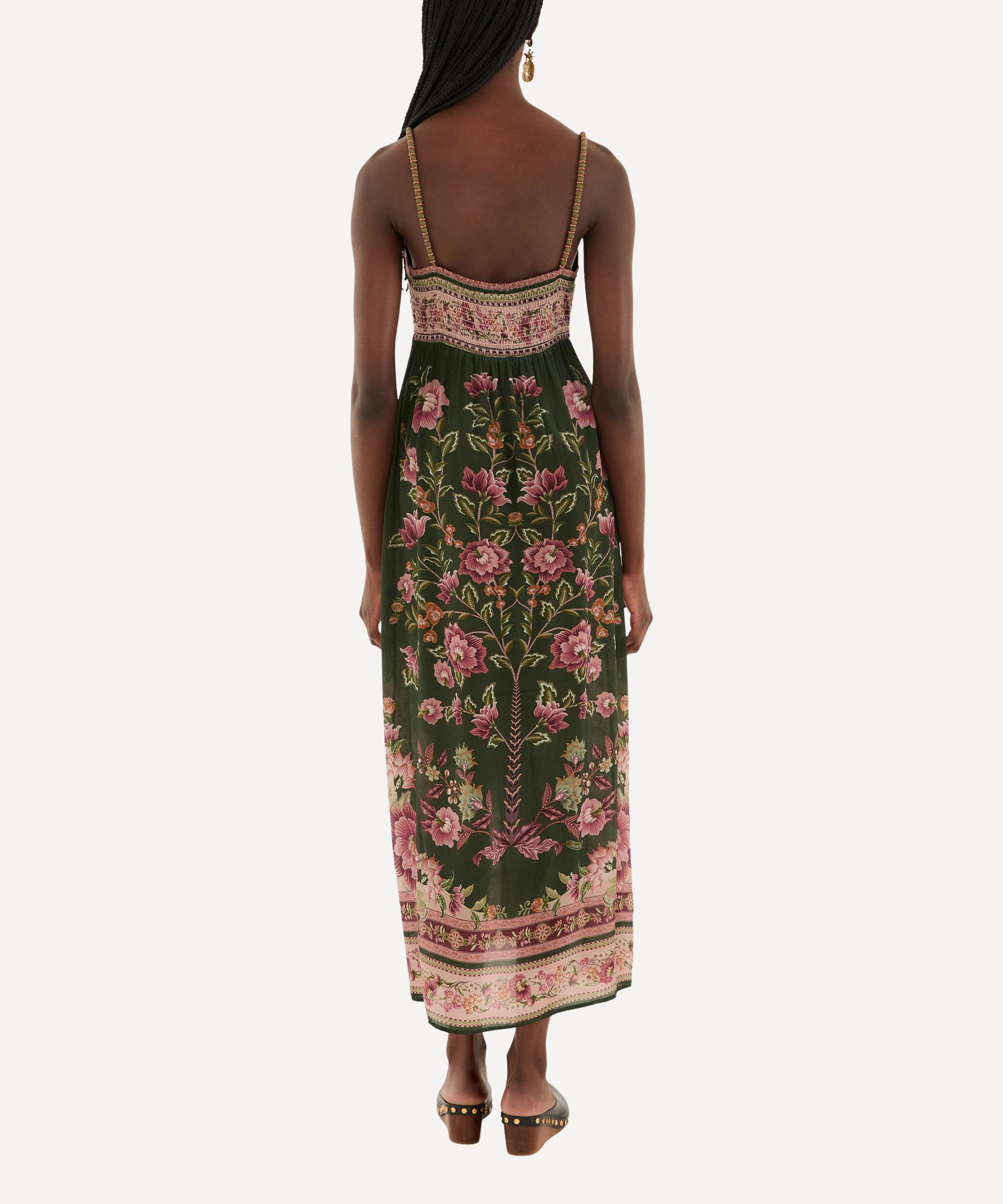 FARM Rio - Green Flowering Garden Tree Sleeveless Midi Dress image number 2