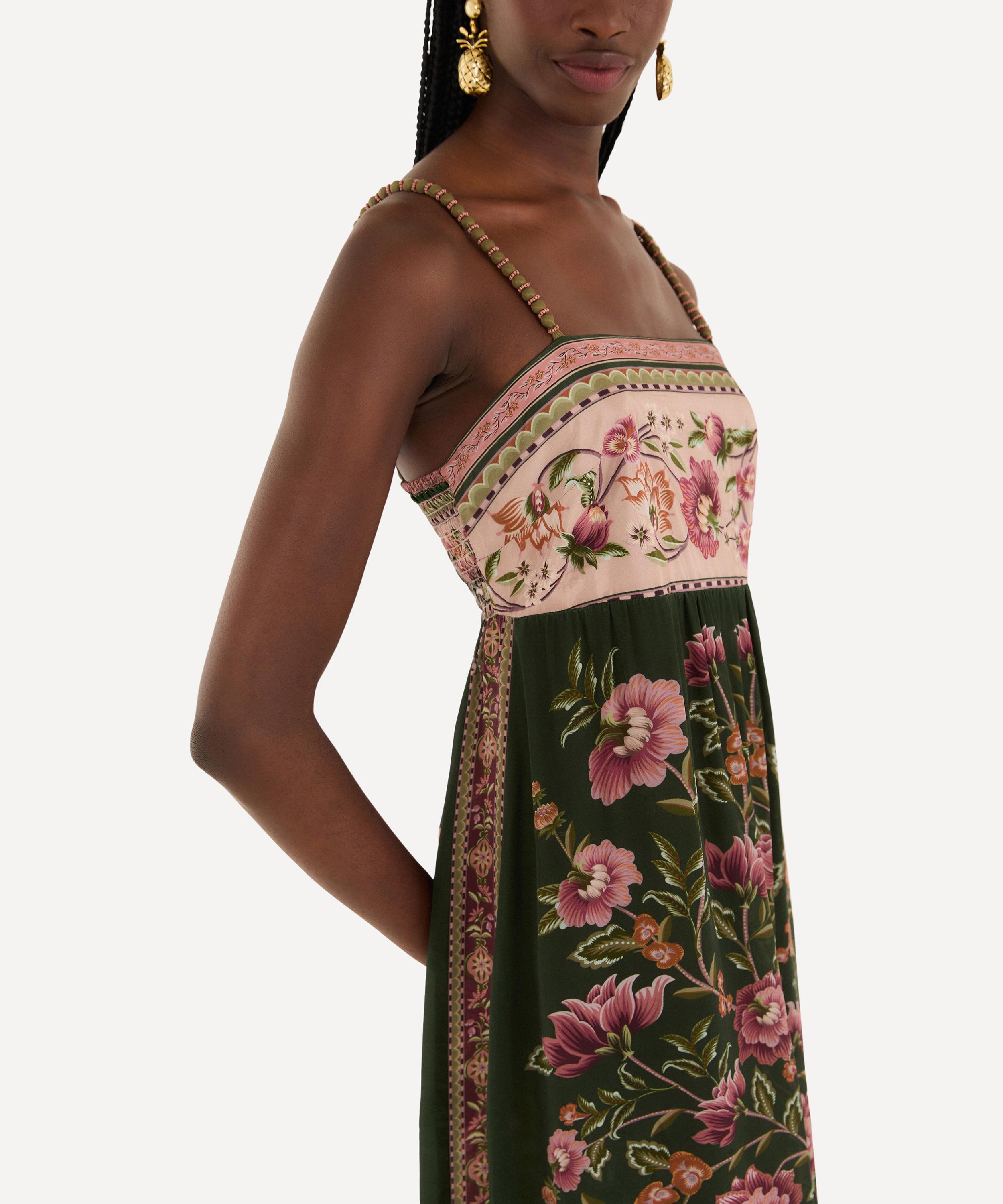 FARM Rio - Green Flowering Garden Tree Sleeveless Midi Dress image number 3