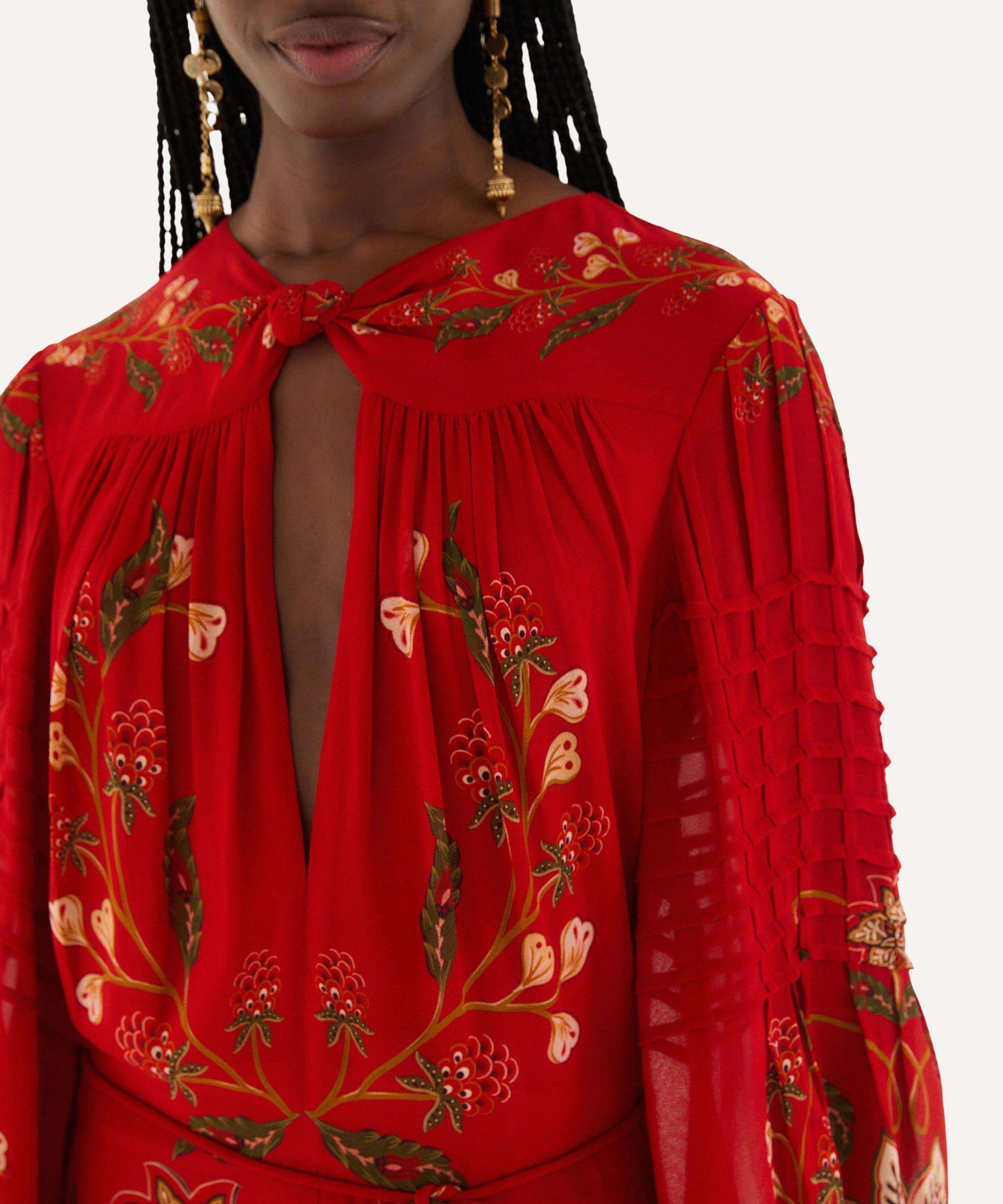 FARM Rio - Red Berry Garden Long-Sleeve Pleated Maxi Dress image number 3