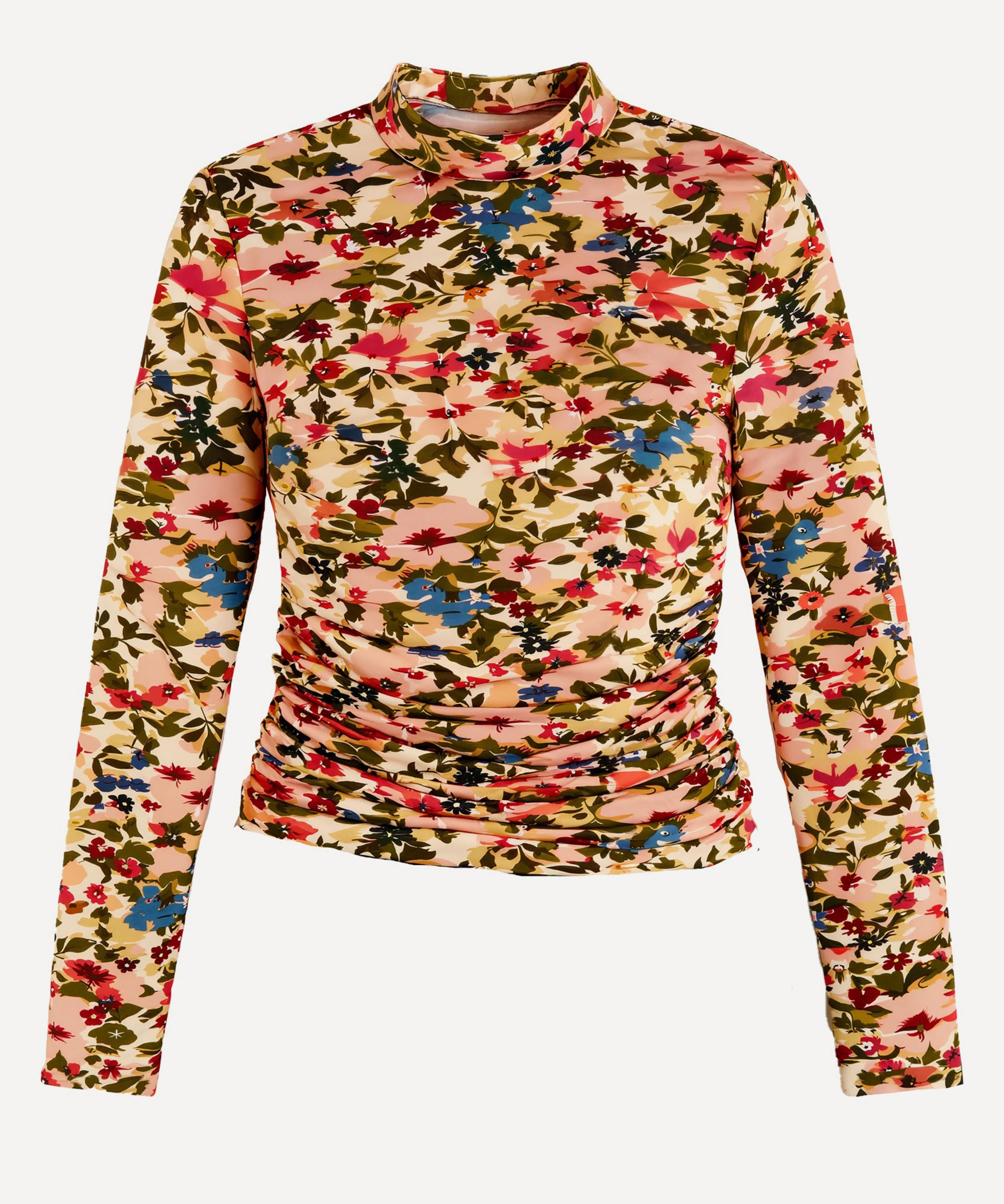 FARM Rio - Pink Ikat Tiny Flowers Jersey Long-Sleeve Blouse image number 0