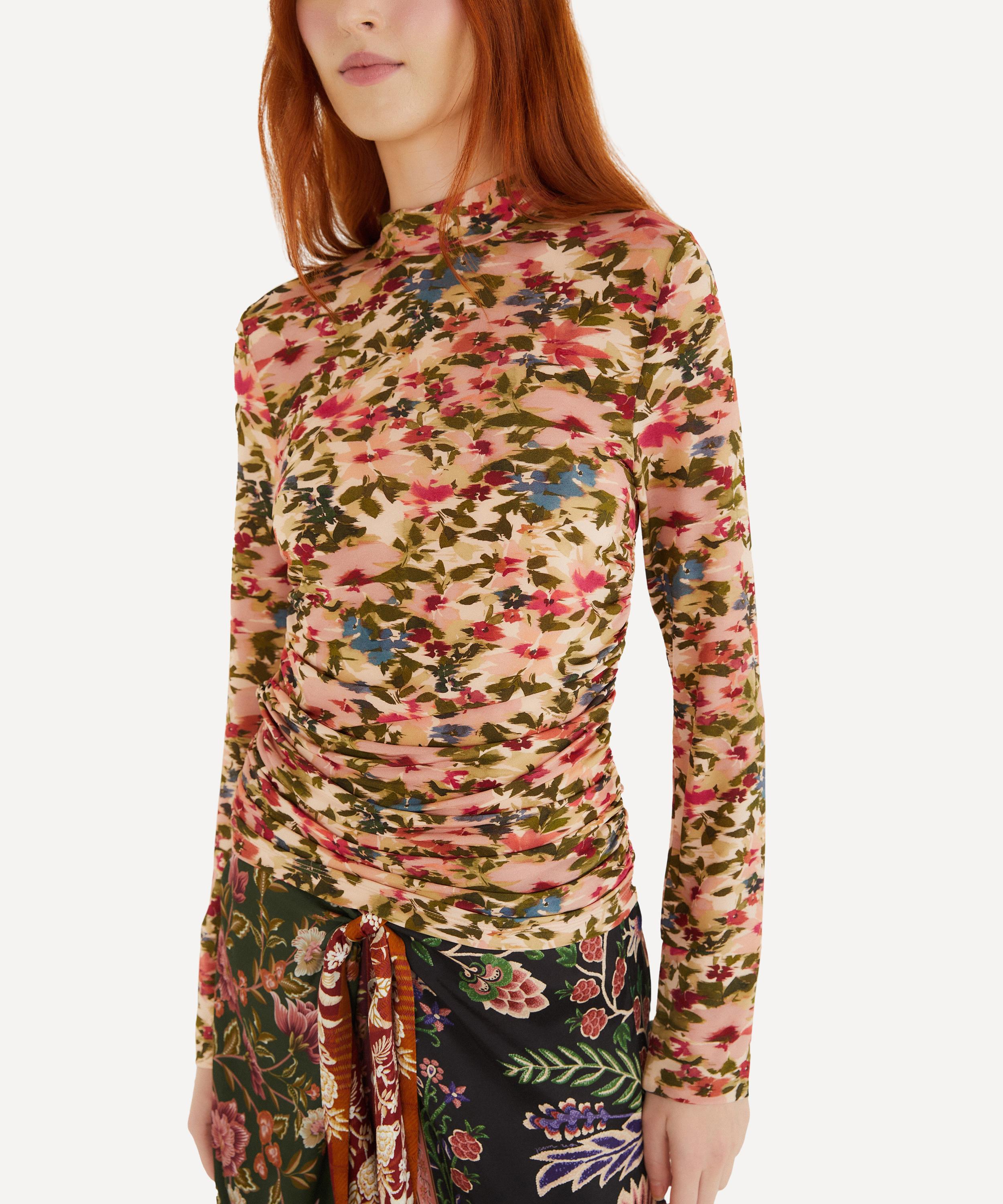 FARM Rio - Pink Ikat Tiny Flowers Jersey Long-Sleeve Blouse image number 2