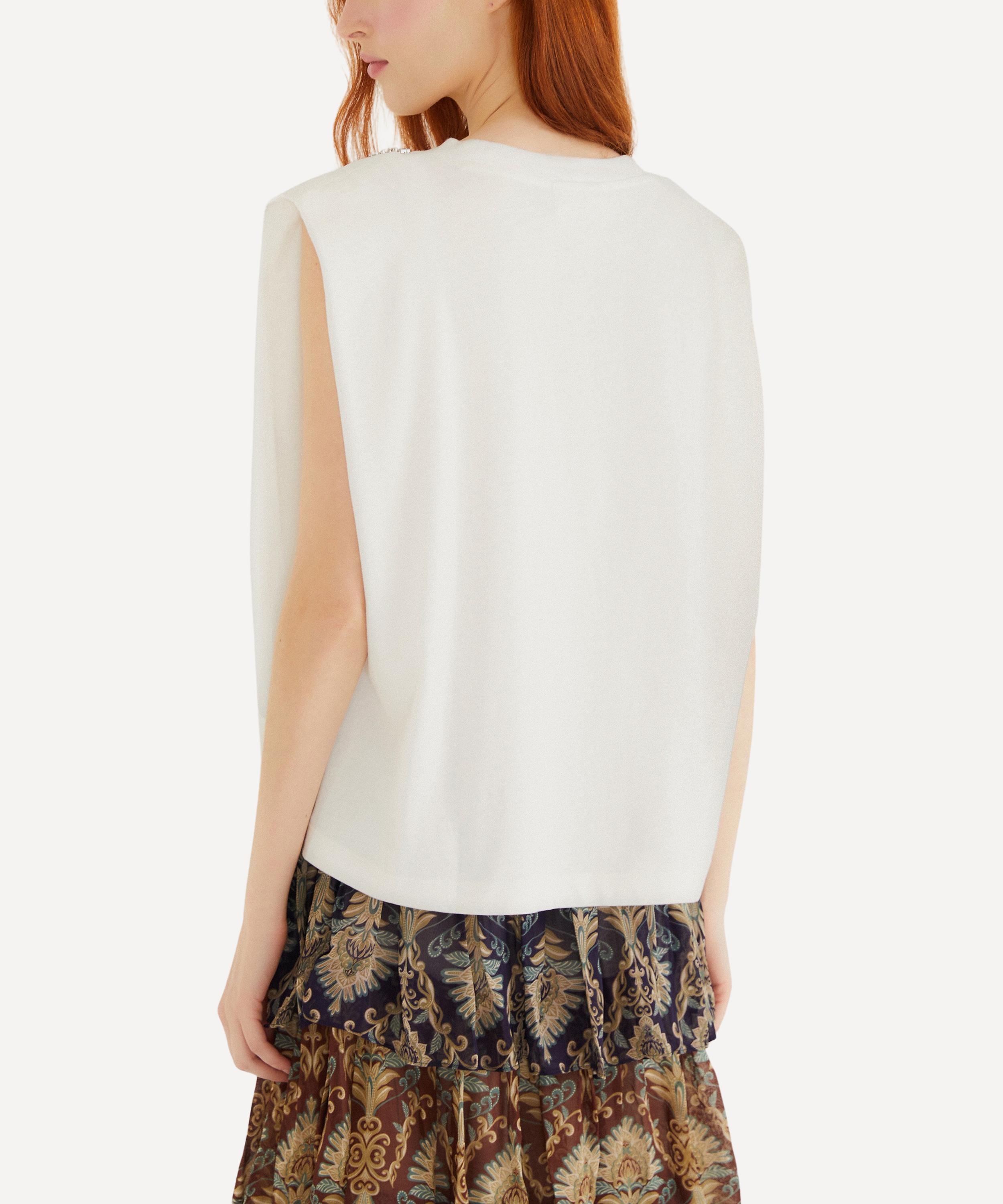 FARM Rio - Off-White Sparkling Embroidered Padded Shoulder T-Shirt image number 2