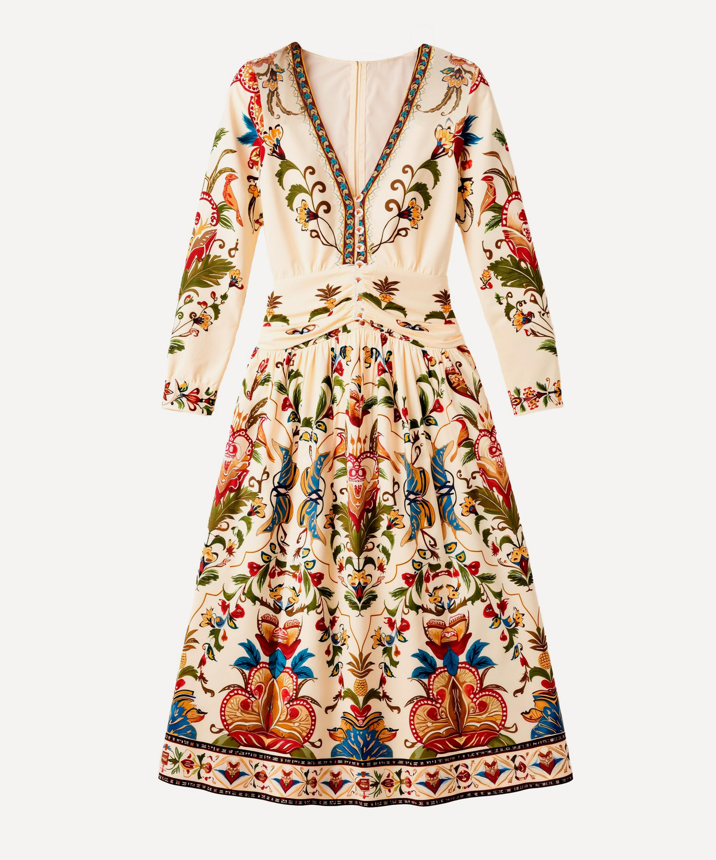 FARM Rio - Cream Majestic Hearts Long-Sleeve Midi Dress image number 0